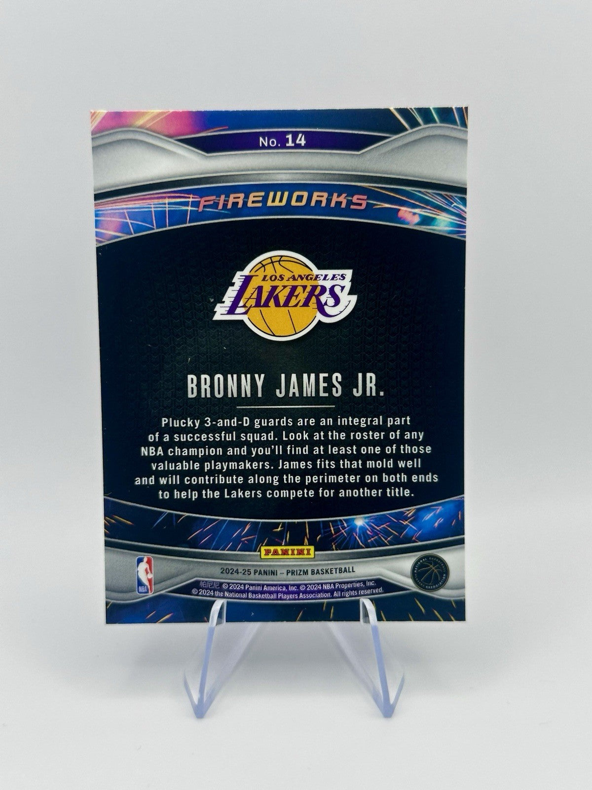 2024-25 Panini #14 Fireworks | Los Angeles Lakers Bronny James Jr. RC | NBA Card