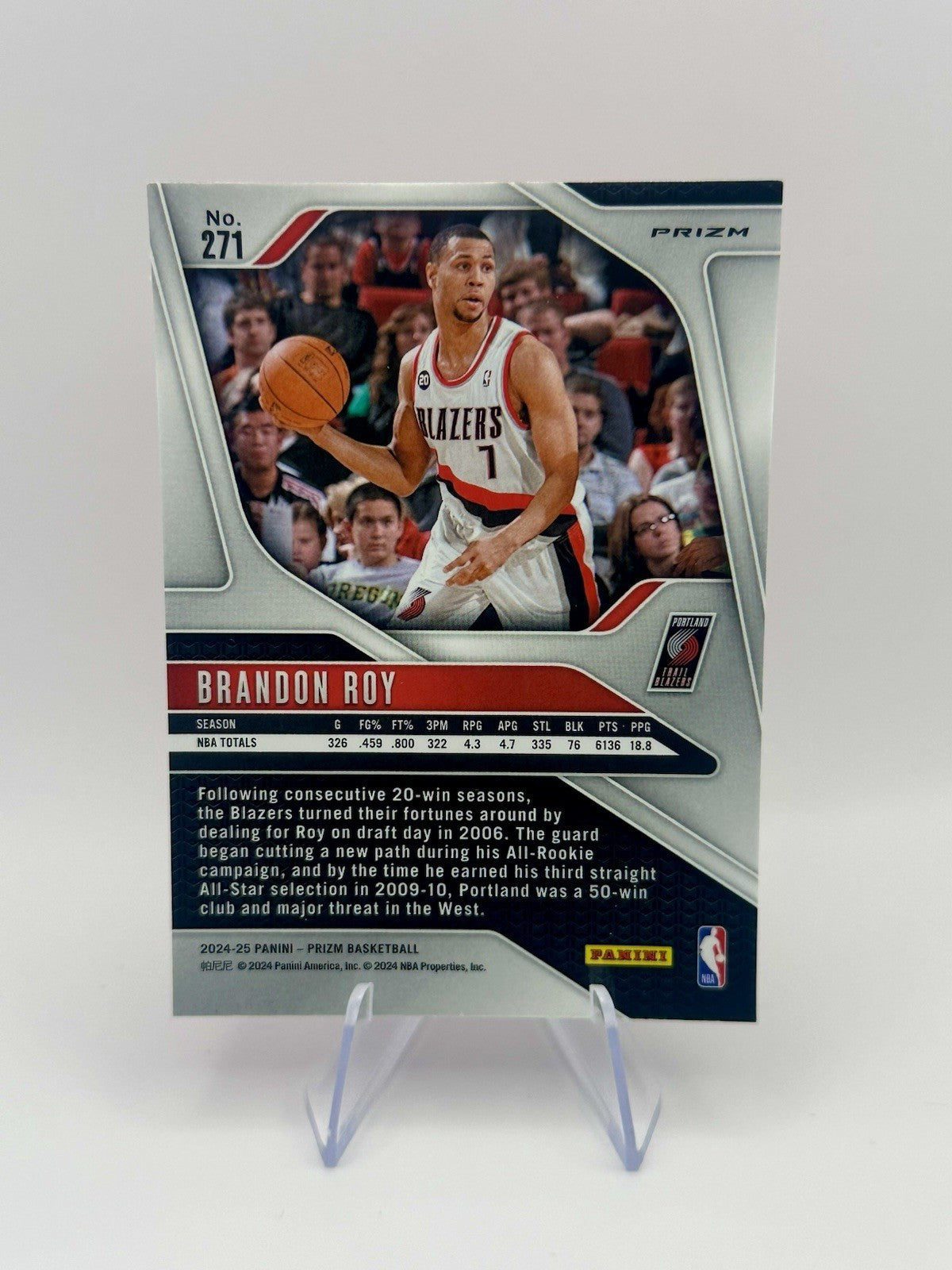 2024-25 Panini Prizm Basketball Brandon Roy #271 Pink Cracked Ice Portland T