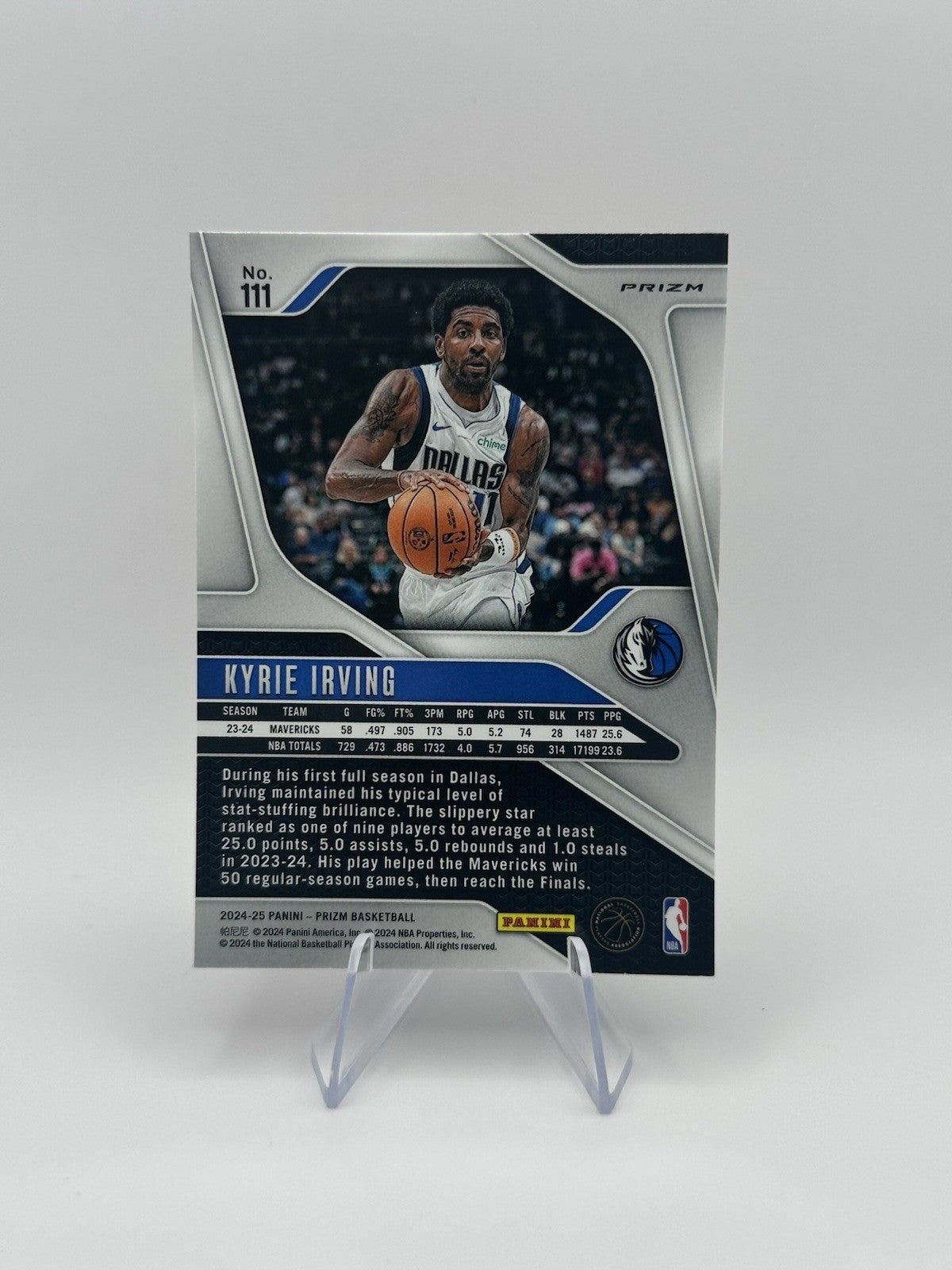 2024-25 Panini Prizm Red Cracked Ice Dallas Mavericks #111 Kyrie Irving NBA Card