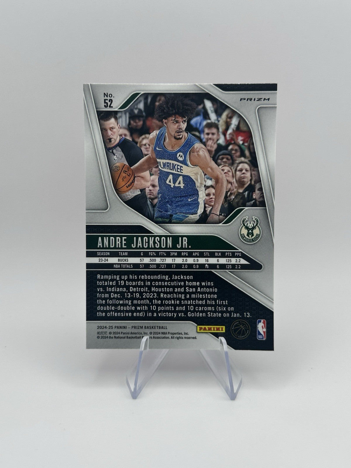 2024-25 Panini Prizm #52 Andre Jackson Jr. Pink Ice Milwaukee Bucks NBA Card