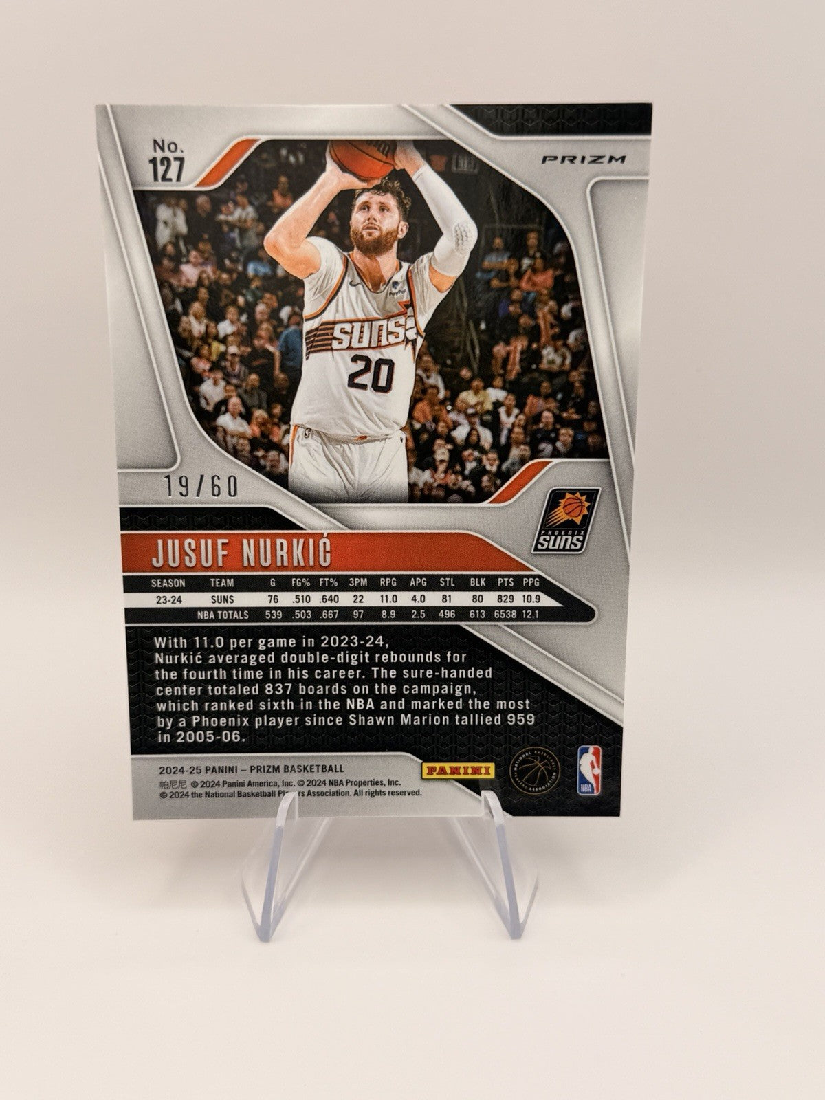 2024-25 Panini Prizm Prizm Jusuf Nurkic Orange Prizm/60 Phoenix Suns NBA Card