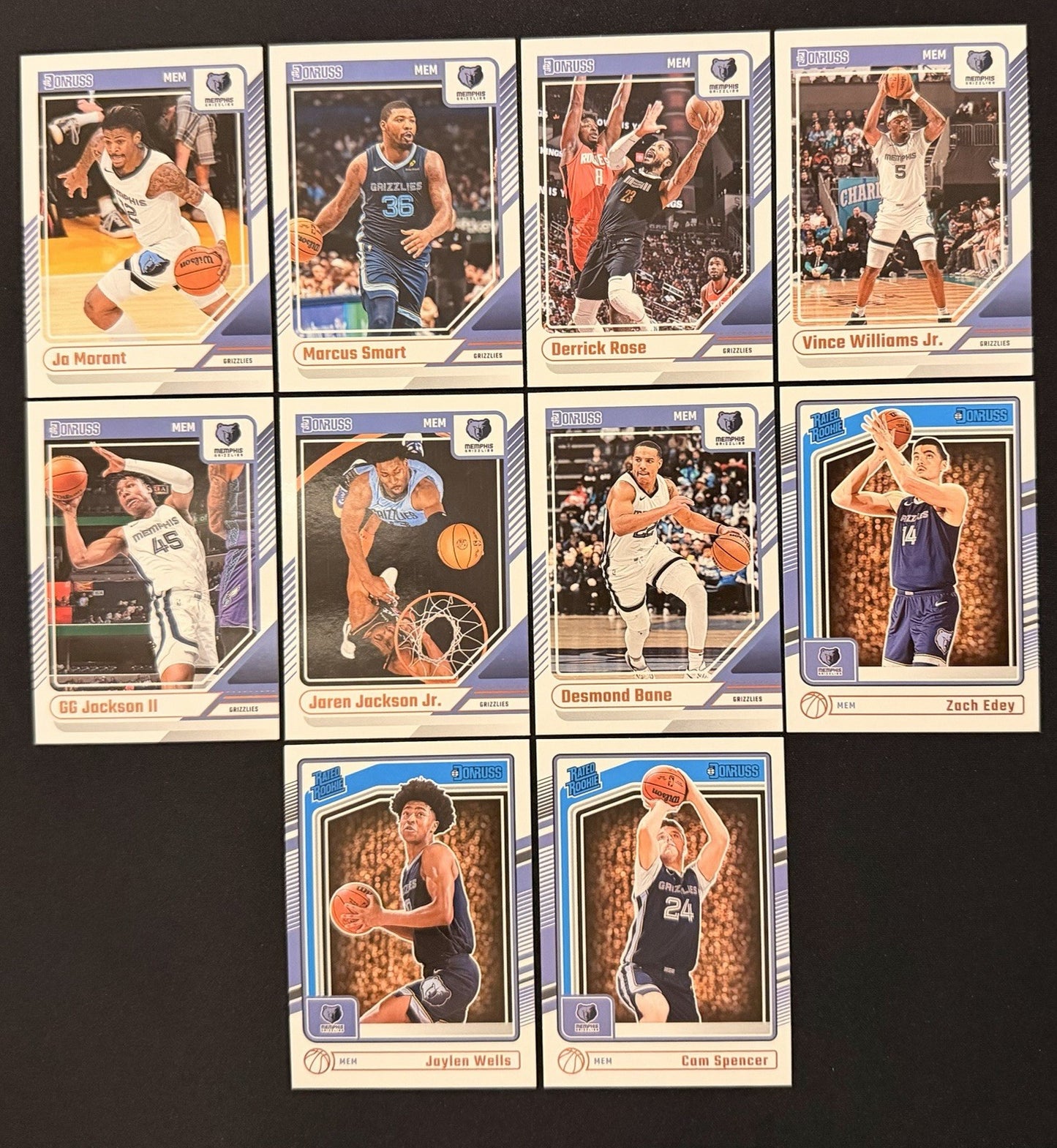 2024-25 Donruss Memphis Grizzlies Team Lot Morant Edey Wells RC NBA Card