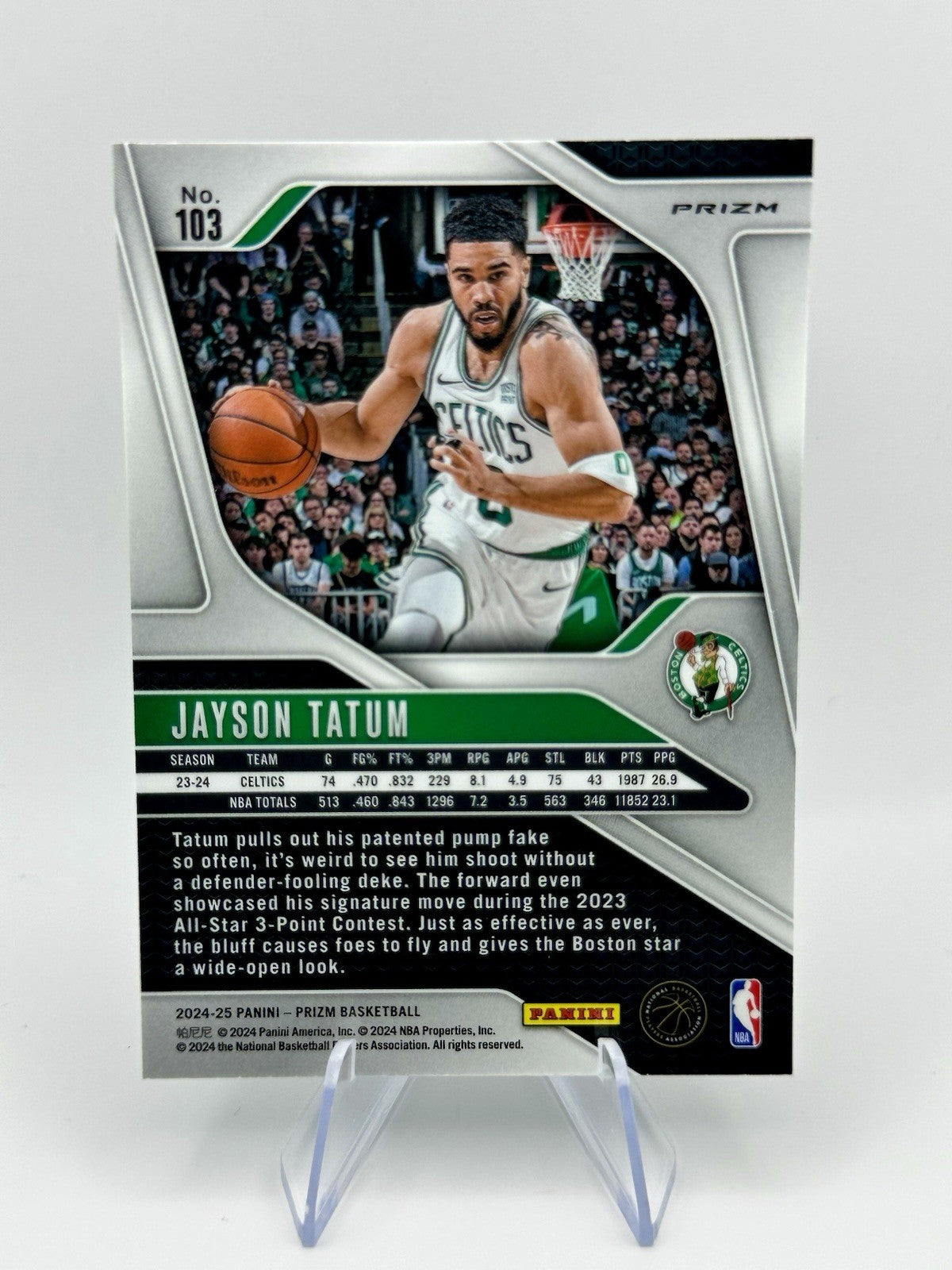 2024-25 Panini Prizm Jayson Tatum Green Prizm Boston Celtics #103 NBA Card