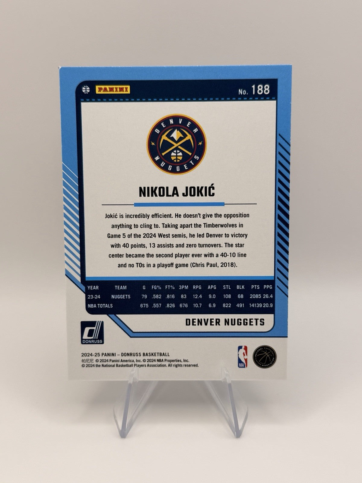 2024-25 Panini Donruss Nikola Jokic Green Laser Parallel Denver Nuggets #188