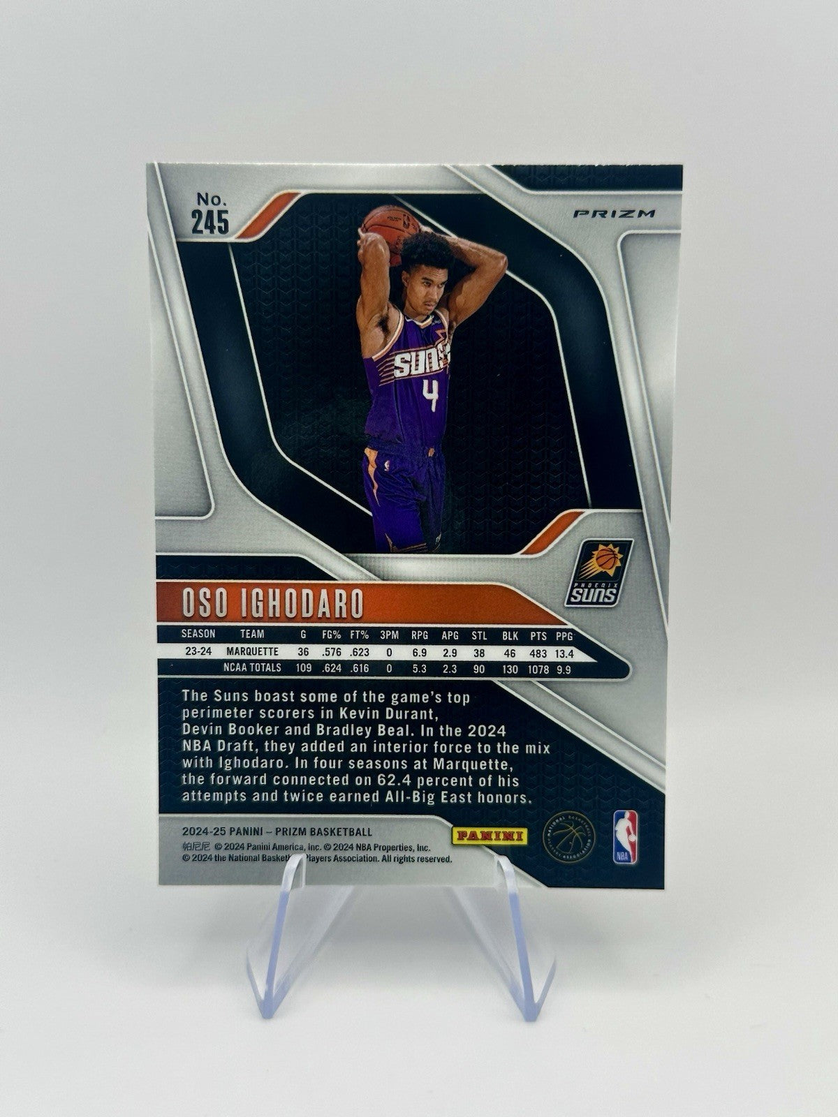 2024-25 Panini Prizm Oso Ighodaro RC #245 Silver Prizm Phoenix Suns NBA Card
