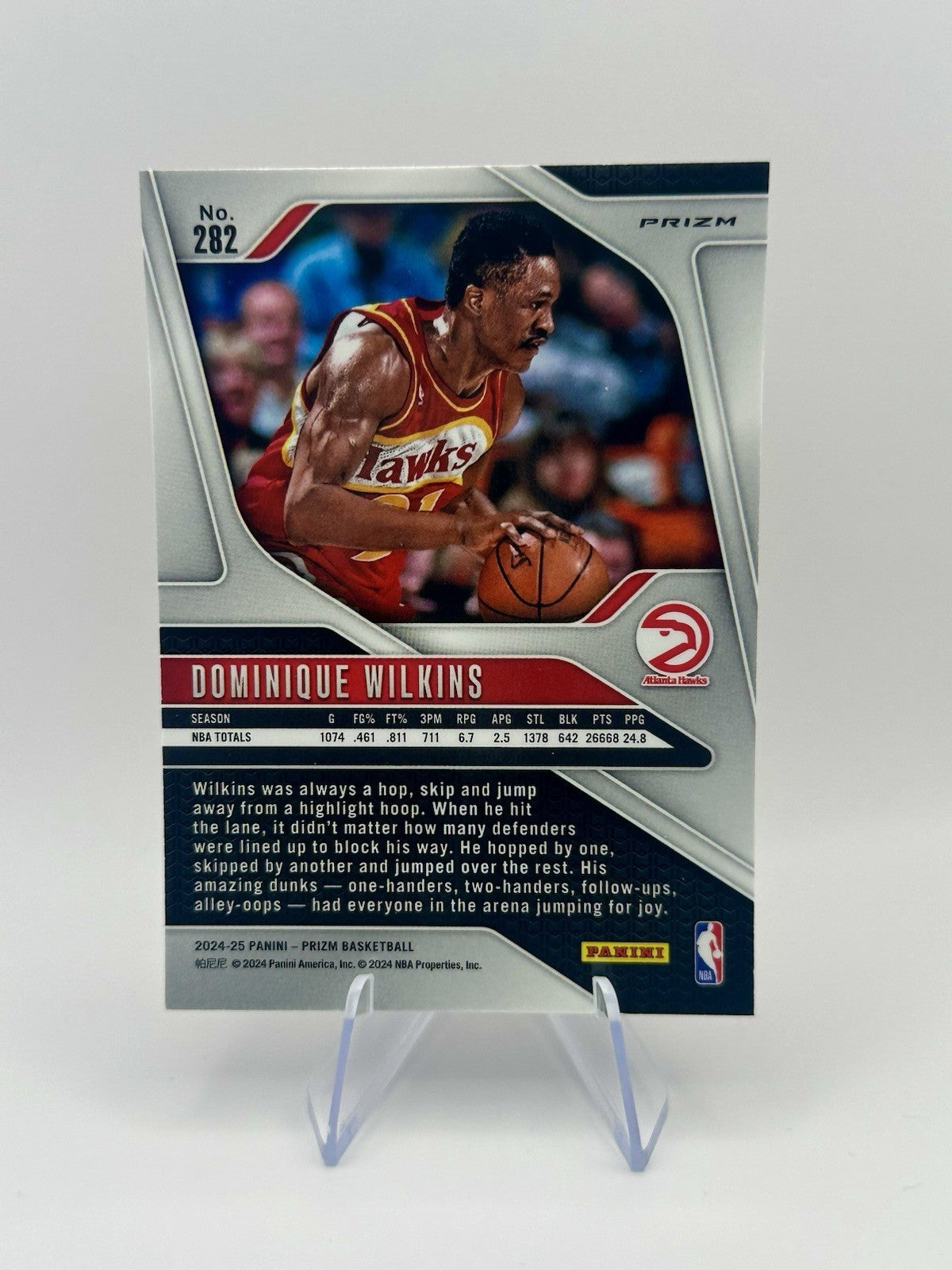 2024-25 Panini Prizm Dominique Wilkins #282 Silver Atlanta Hawks NBA Card