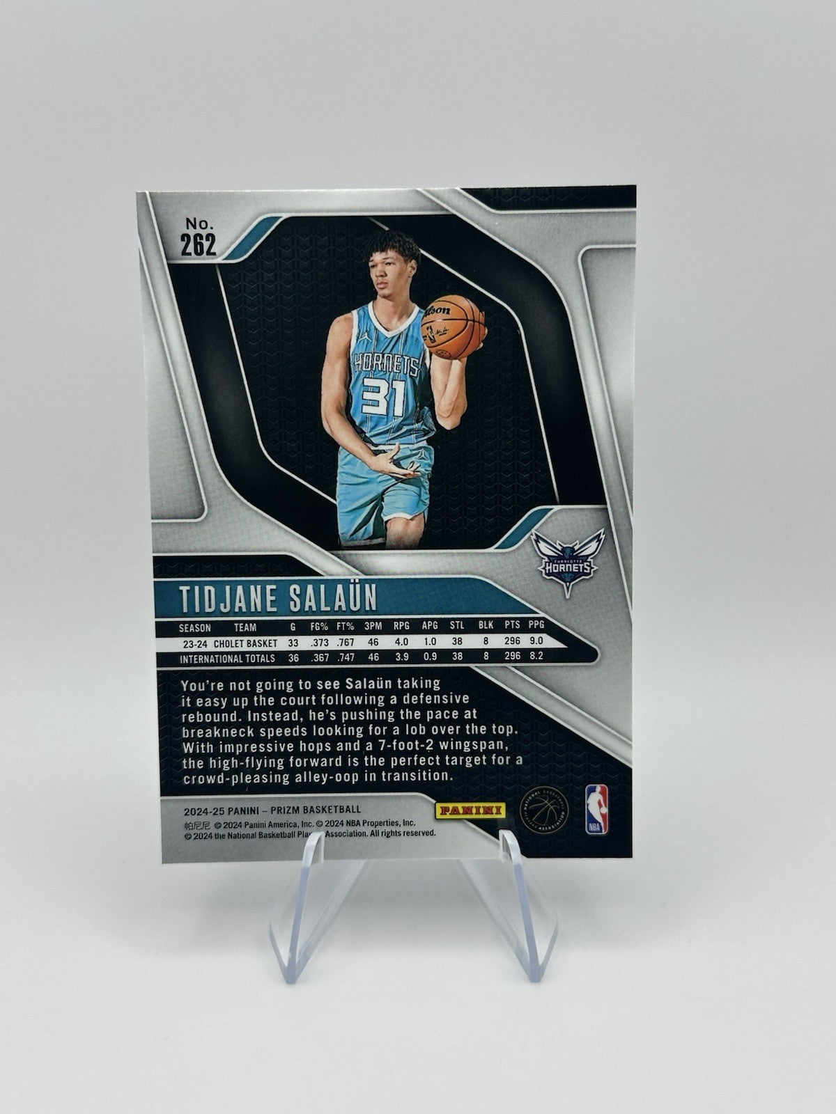 2024-25 Prizm #262 Tidjane Salaun RC Charlotte Hornets NBA Card