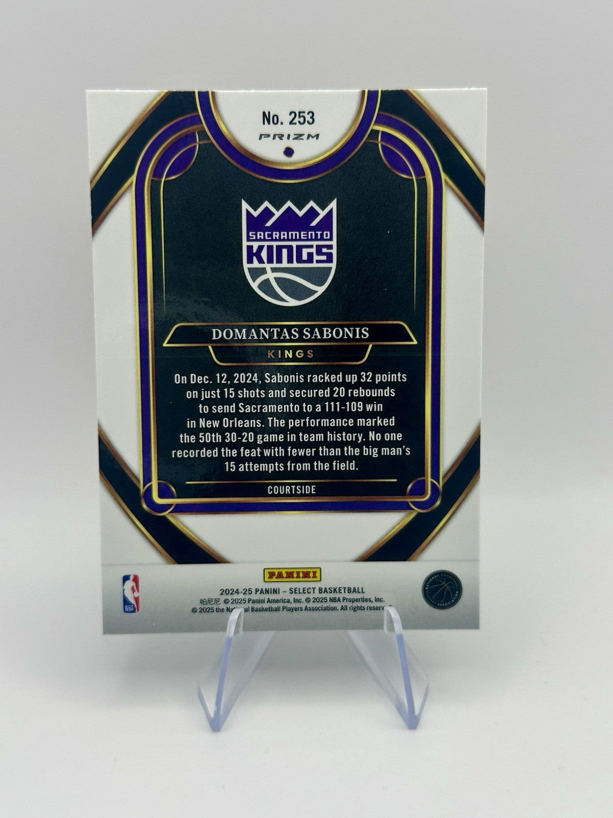 2024-25 Select Domantas Sabonis Silver Sacramento Kings #253 NBA Card