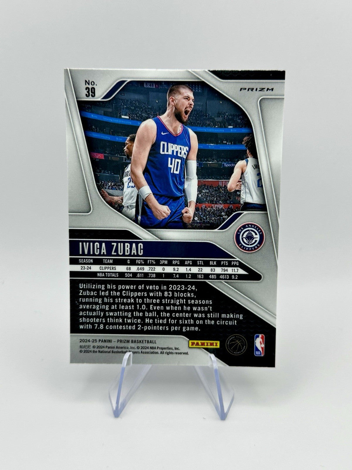 2024-25 Panini Prizm Prizm Ivica Zubac Fast Break Prizm Clippers #39 NBA Card