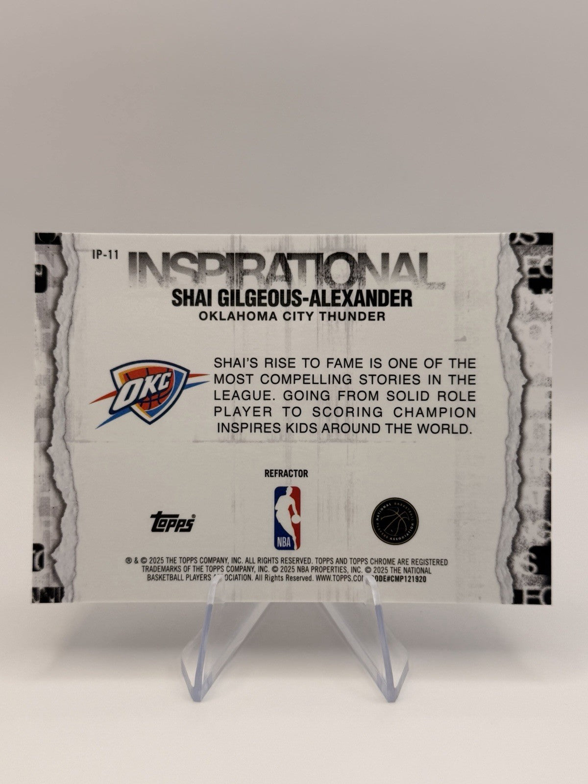 2024-25 Topps Chrome Shai Gilgeous-Alexander Inspirational Refractor OKC
