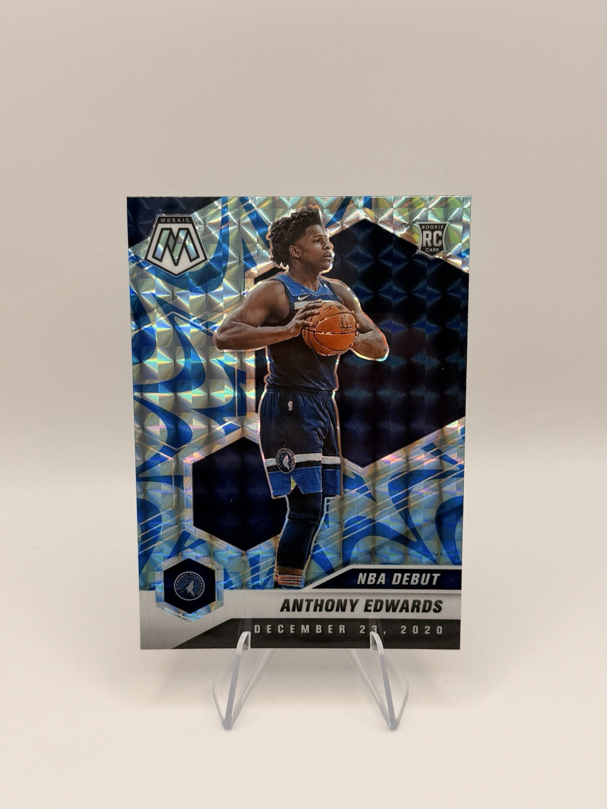 2020-21 Mosaic Anthony Edwards Debut Reactive Blue Rookie RC Wolves NM NBA Card