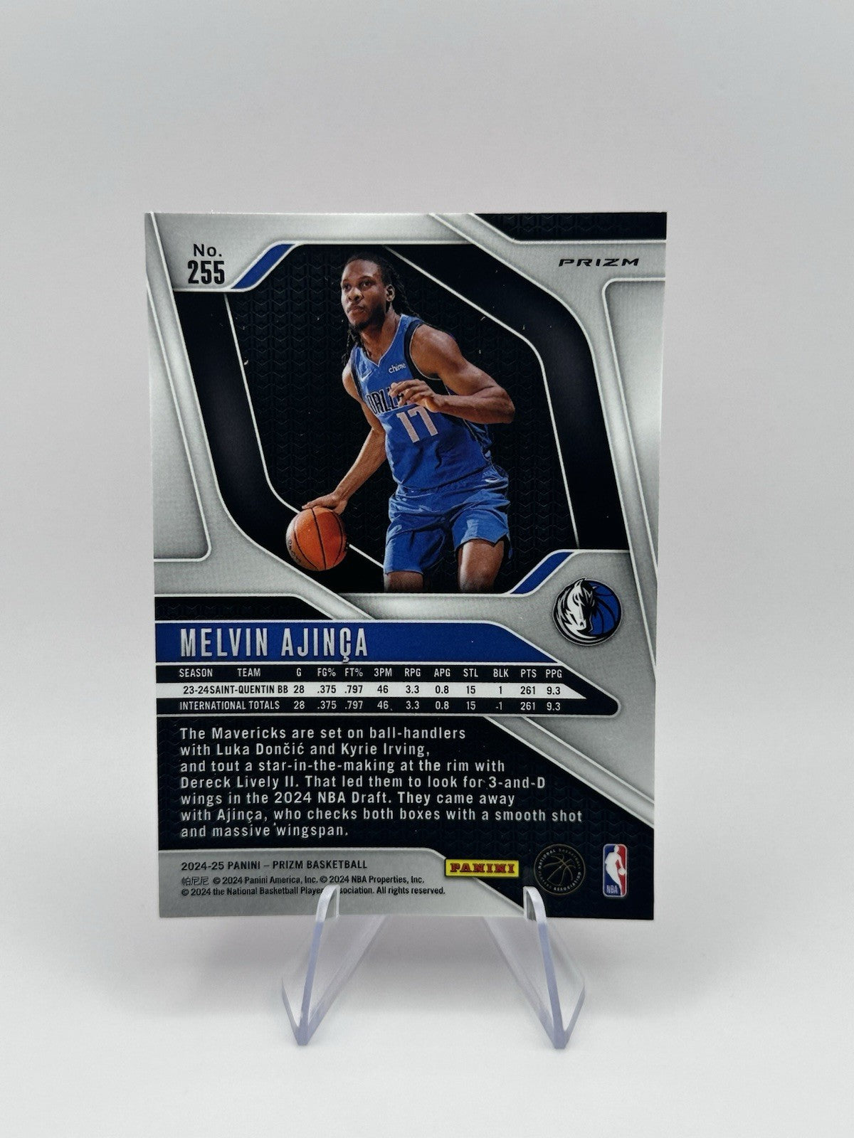 2024-25 Panini Prizm Melvin Ajinca RC #255 Dallas Mavericks Pink NBA Card