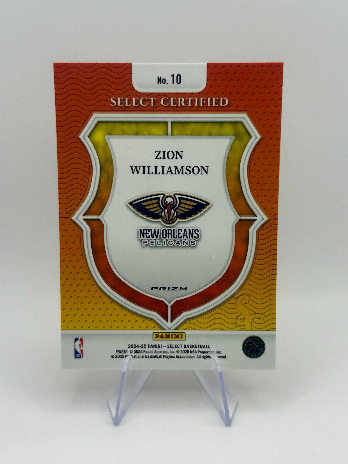 2024-25 Select Zion Williamson Select Certified Silver Prizm #10 New Orleans
