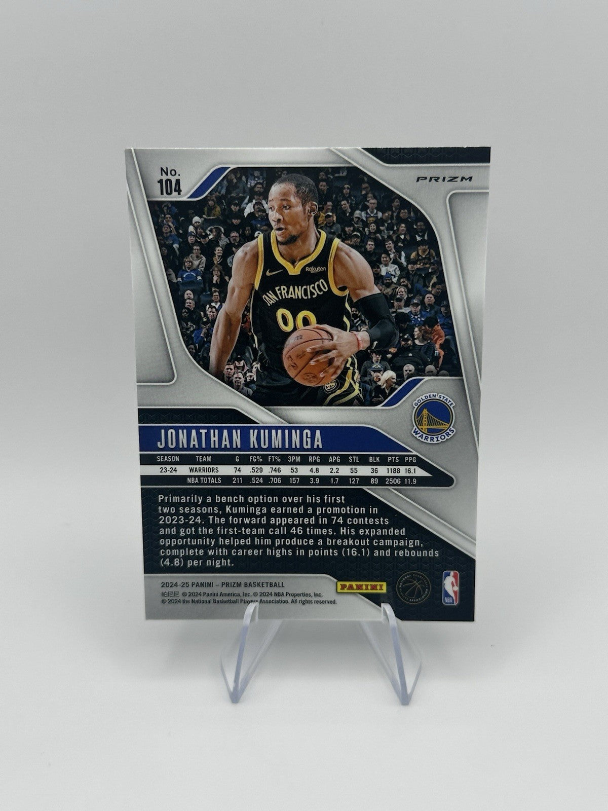 2024-25 Panini Prizm Silver Prizm Golden State Jonathan Kuminga NBA Card