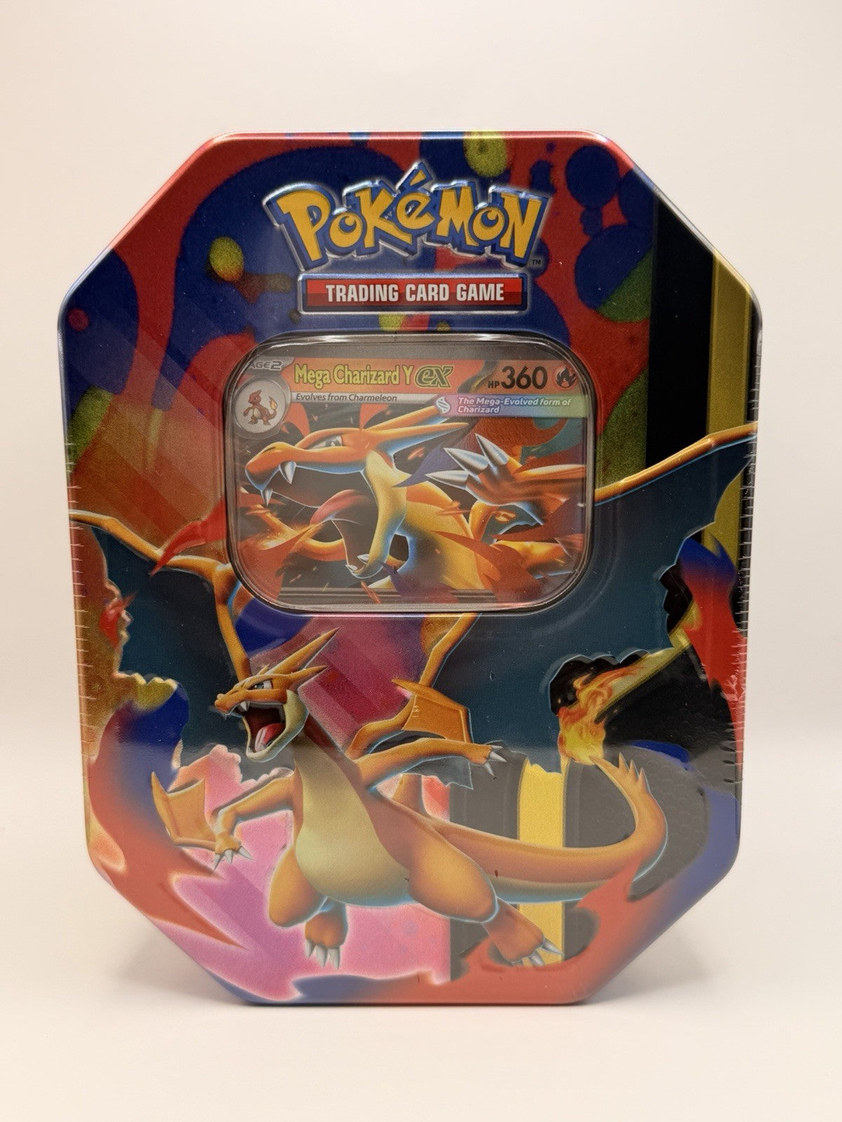 Pokemon TCG Mega Charizard Y ex Tin Sealed Charizard Collection 4 Booster Packs