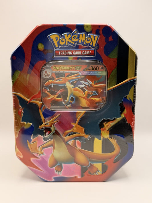 Pokemon TCG Mega Charizard Y ex Tin Sealed Charizard Collection 4 Booster Packs