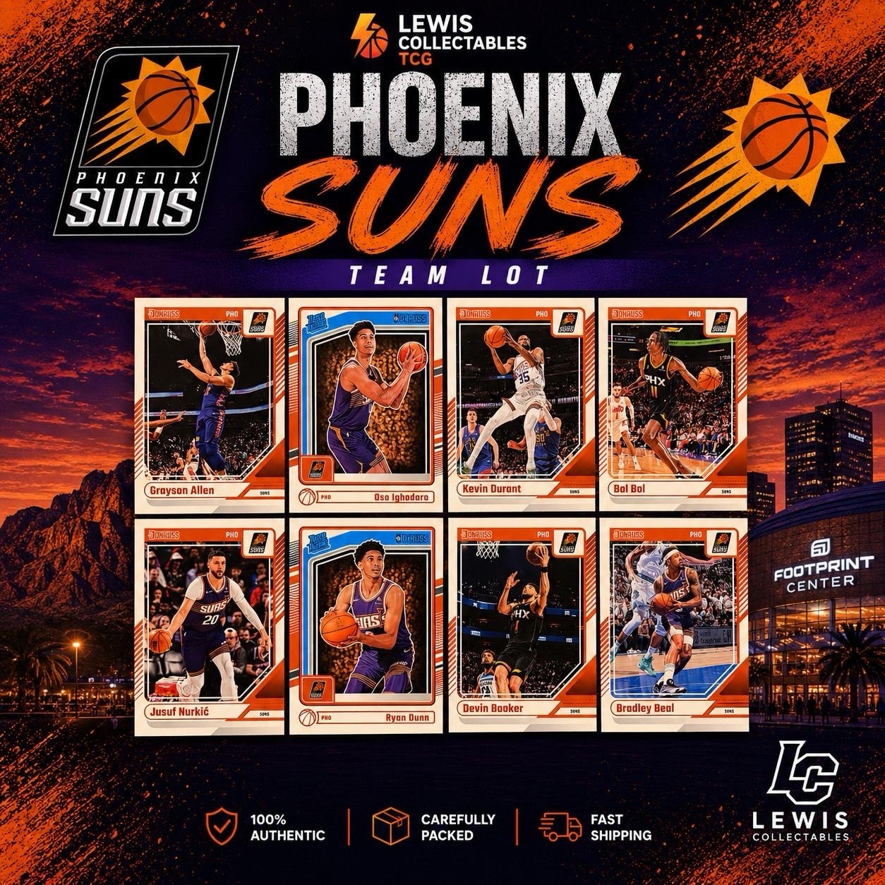 2024-25 Donruss Phoenix Suns Team Lot Durant Booker Beal Dunn RC NBA Card