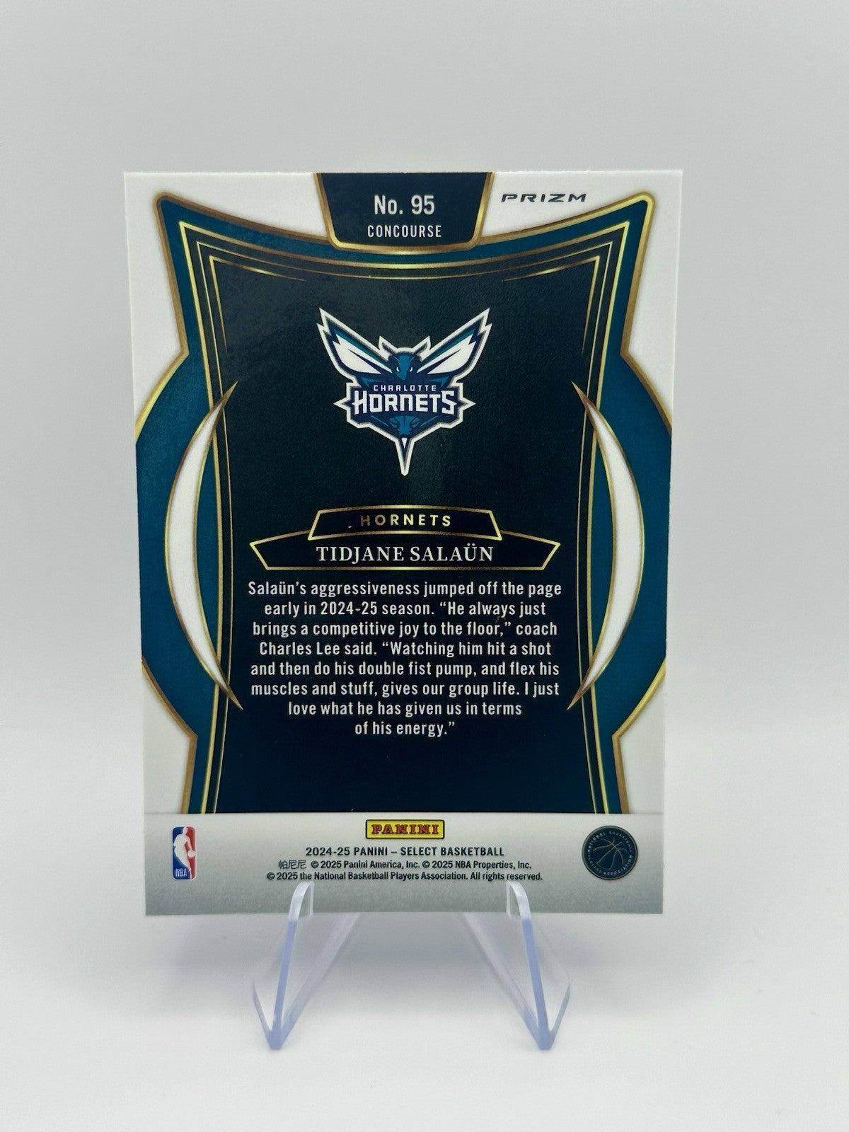 2024-25 Select Tidjane Salaun RC Blue Prizm SSP Charlotte Hornets #95 NBA Card