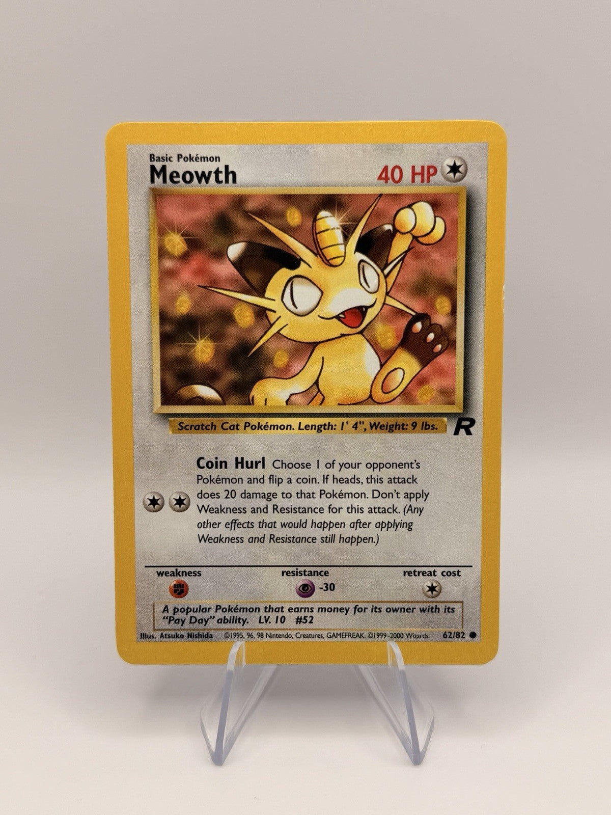 Pokemon TCG Cards Meowth 62/82 Team Rocket Wotc Vintage