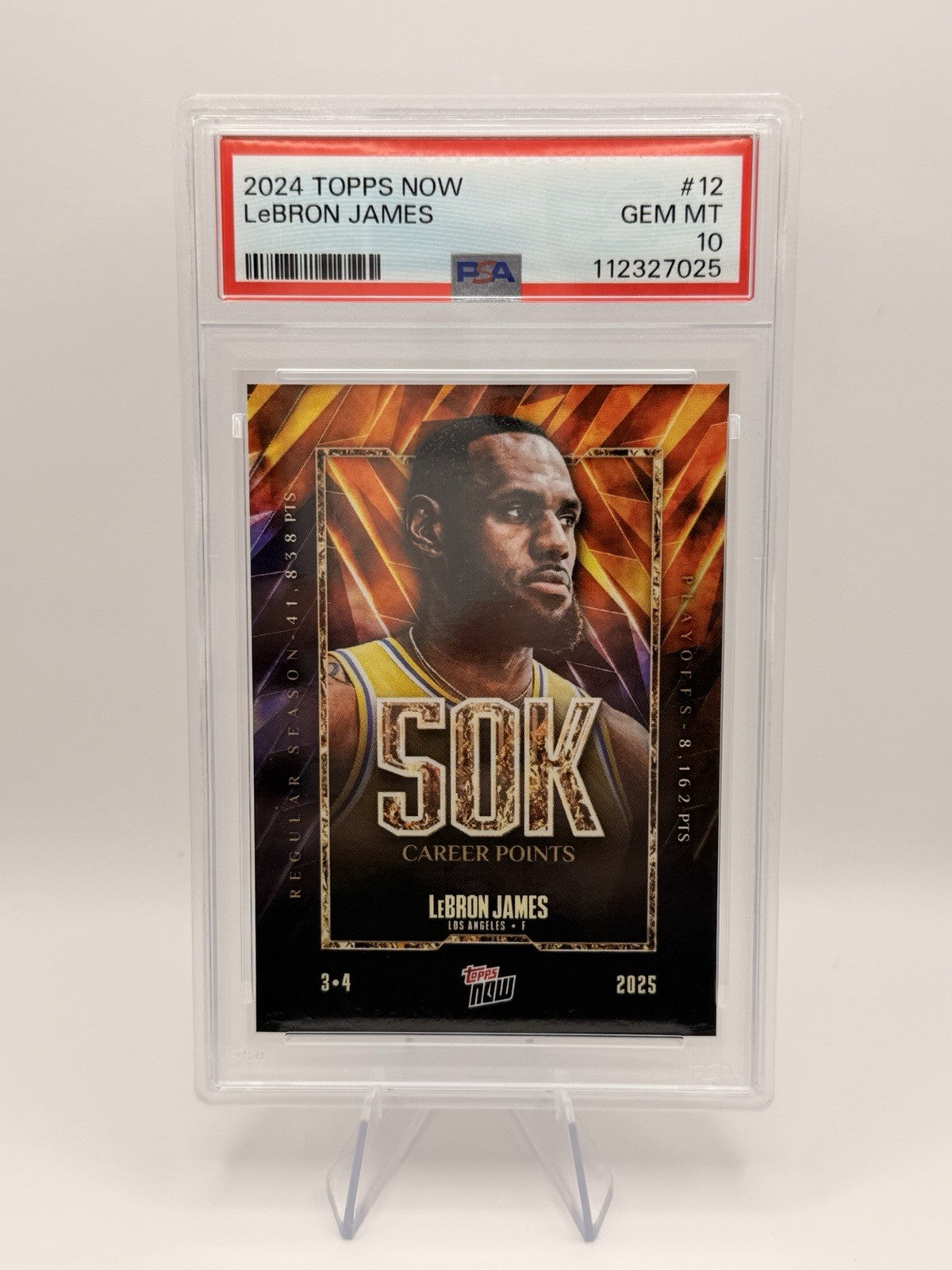 PSA 10 LeBron James Topps NOW #12 50K Career Points Lakers Gem Mint 2025