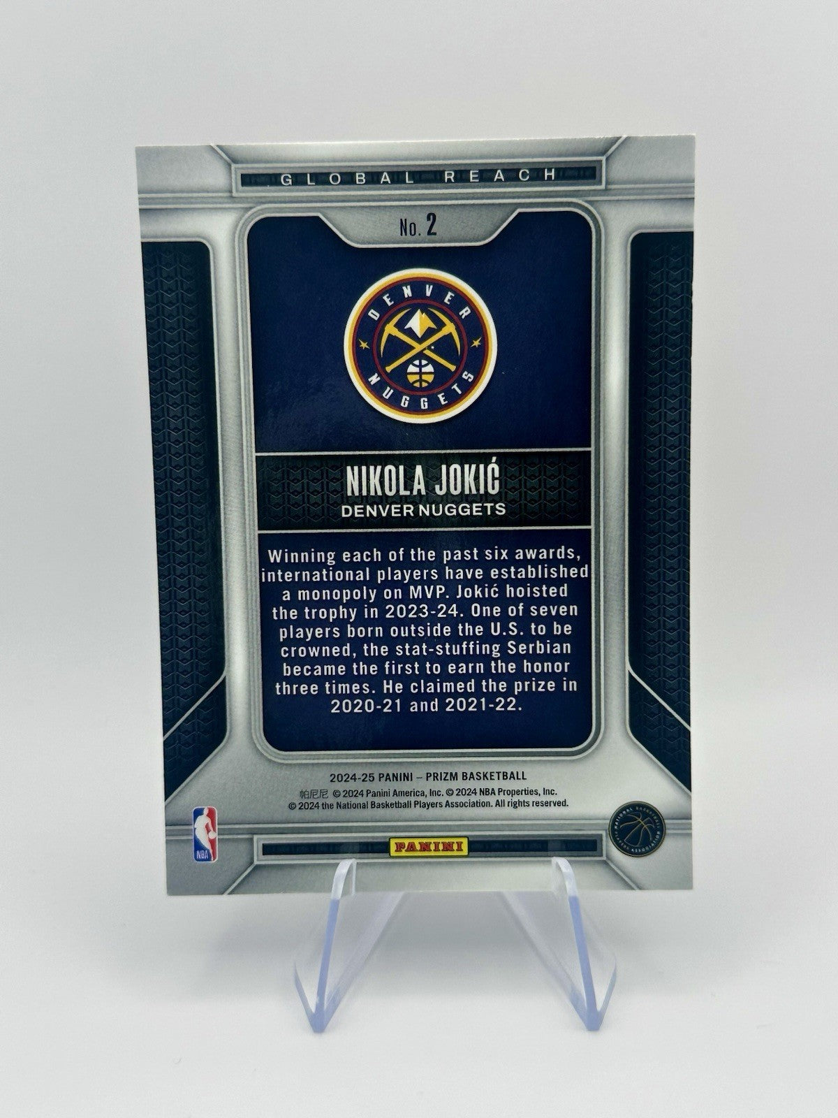 2024-25 Panini Prizm Global Reach Nikola Jokic #2 Denver Nuggets NBA Card