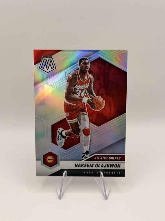 2020-21 Panini Mosaic Hakeem Olajuwon All-Time Greats Red Mosaic #284 NBA Card