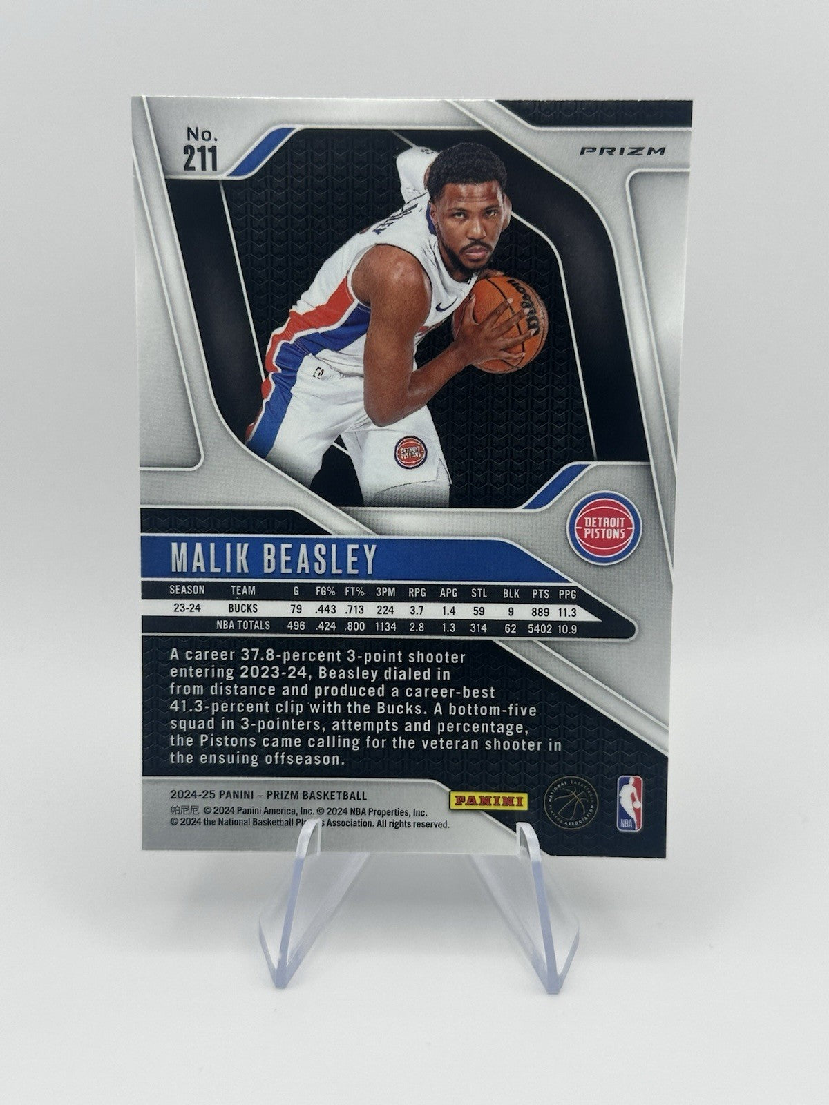 2024-25 Panini Prizm Malik Beasley Pulsar Prizm #211 Detroit Pistons NBA Card