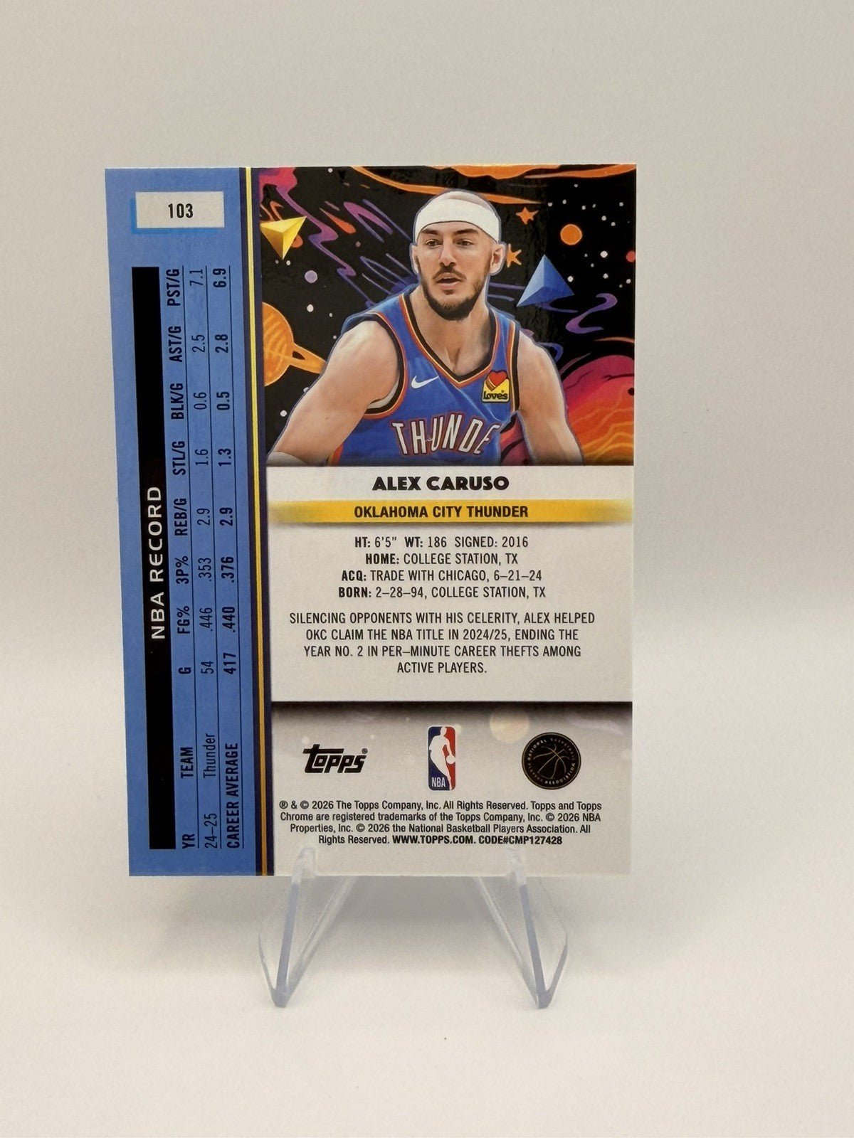 2025 Topps Chrome Alex Caruso Aqua Equinox /199 Oklahoma City Thunder #103