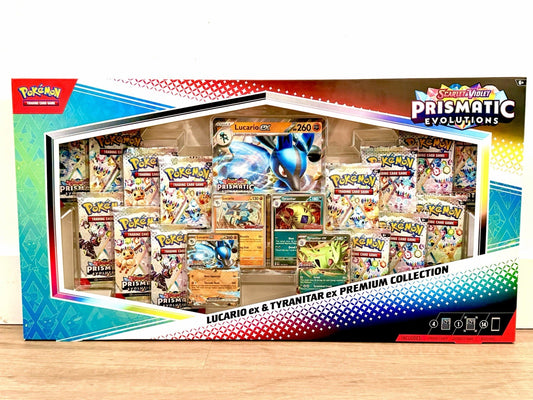 Prismatic Evolutions Lucario Ex & Tyranitar Ex Premium Collection Sealed Pokemon