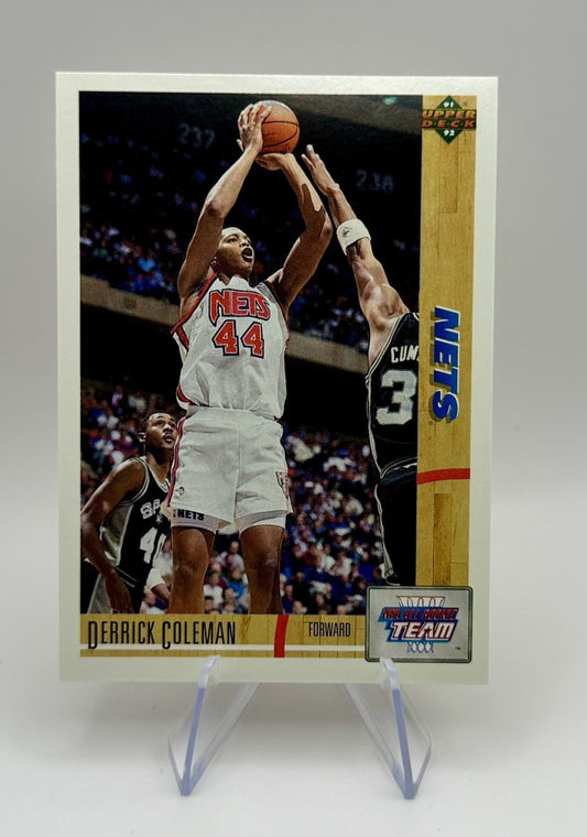 1991-92 Upper Deck Derrick Coleman All-Rookie RC Team New Jersey Nets NBA Card