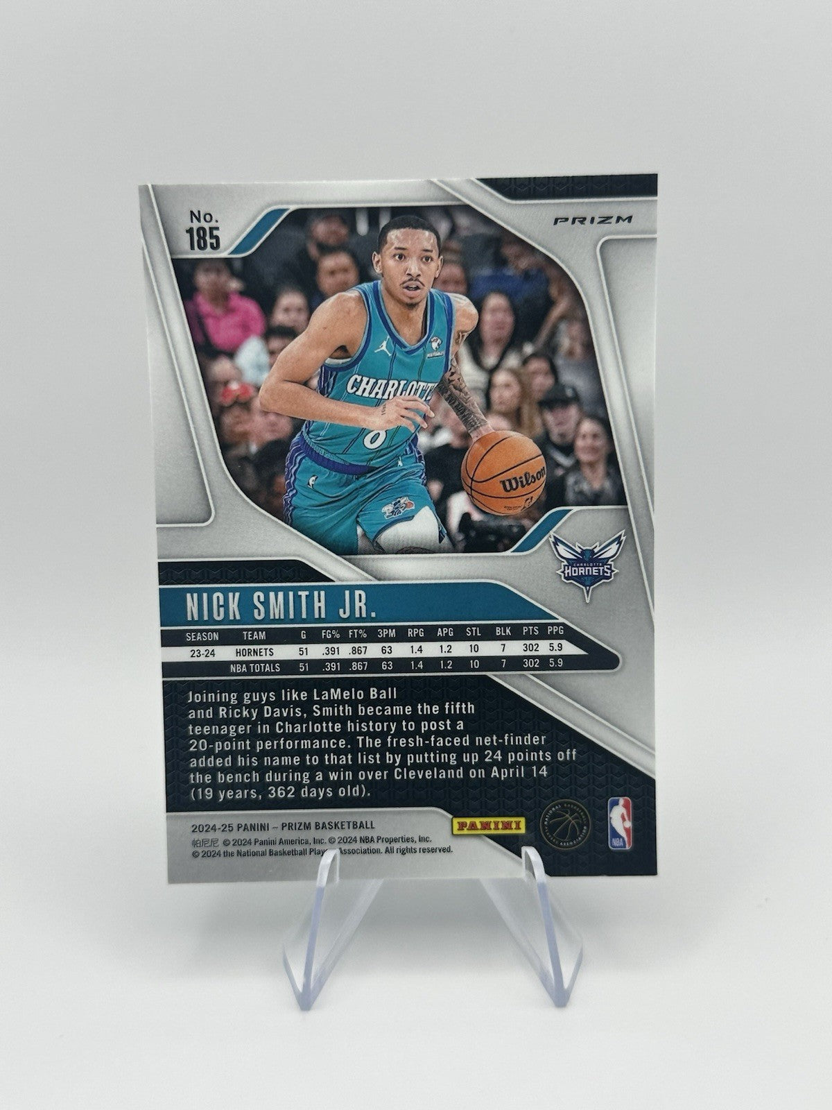 2024-25 Panini Prizm Green Ice Prizm #185 Nick Smith Jr Charlotte Hornets