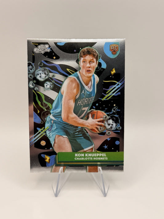 2025 Topps Chrome Kon Knueppel Rookie RC Charlotte Hornets Card #197 NBA Card