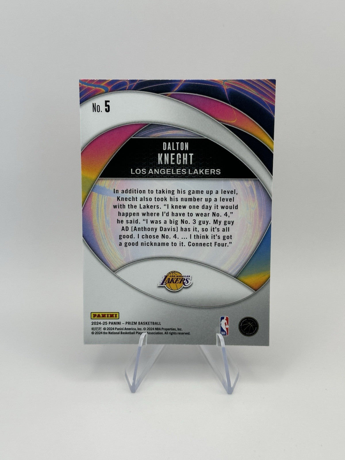 2024-25 Panini Prizm Dalton Knecht RC Instant Impact Silver Prizm RC NBA Card