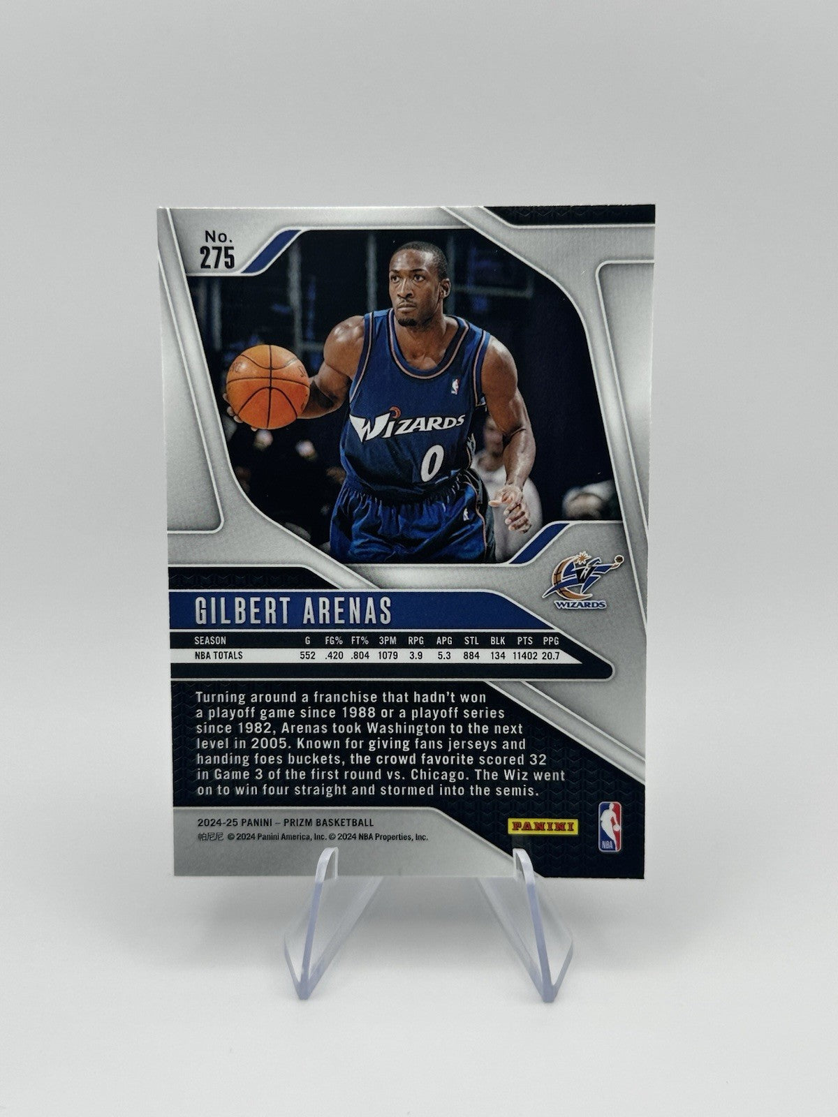 2024-25 Panini Prizm Gilbert Arenas #275 Washington Wizards NBA Card