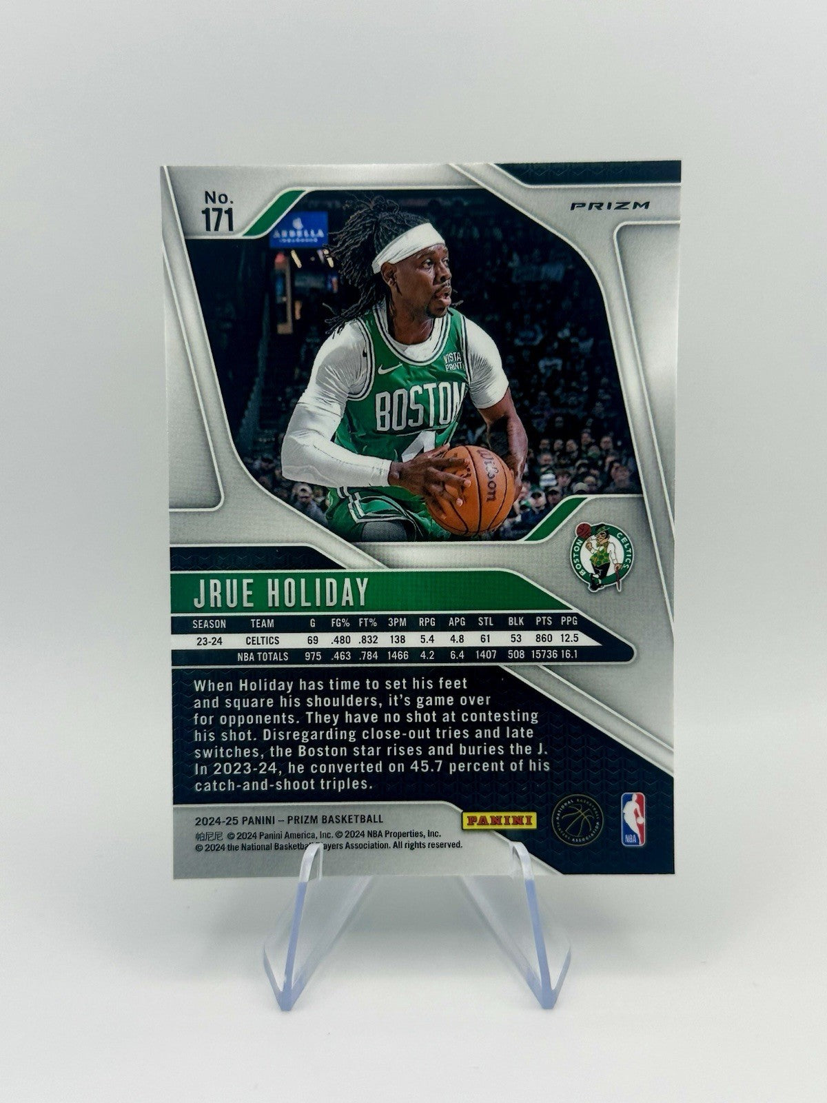 2024-25 Panini Prizm #171 Green Prizm Parallel Boston Celtics JRUE HOLIDAY