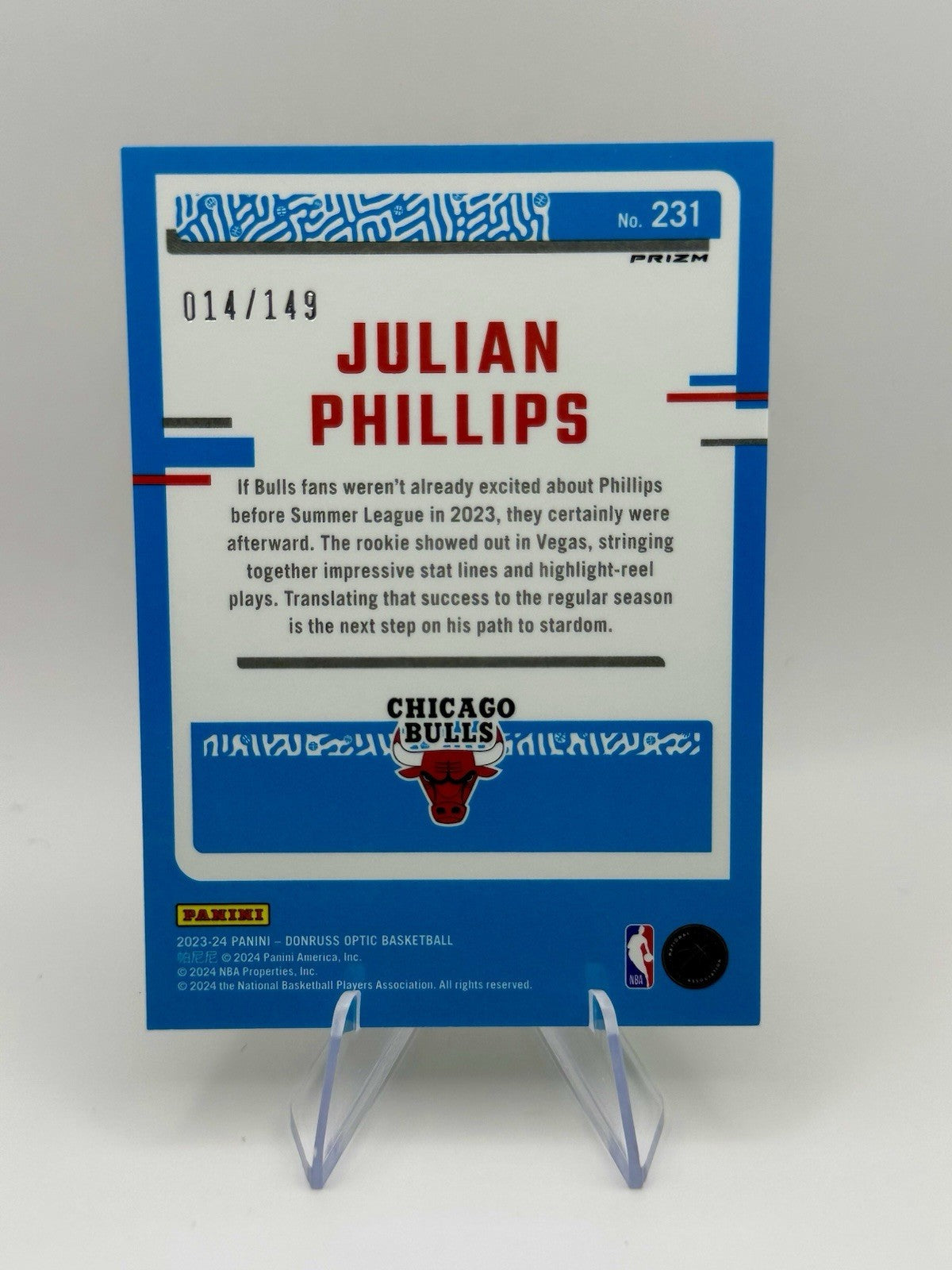 Donruss Optic Julian Phillips RC Rated RC Green Chicago Bulls/149 NBA Card