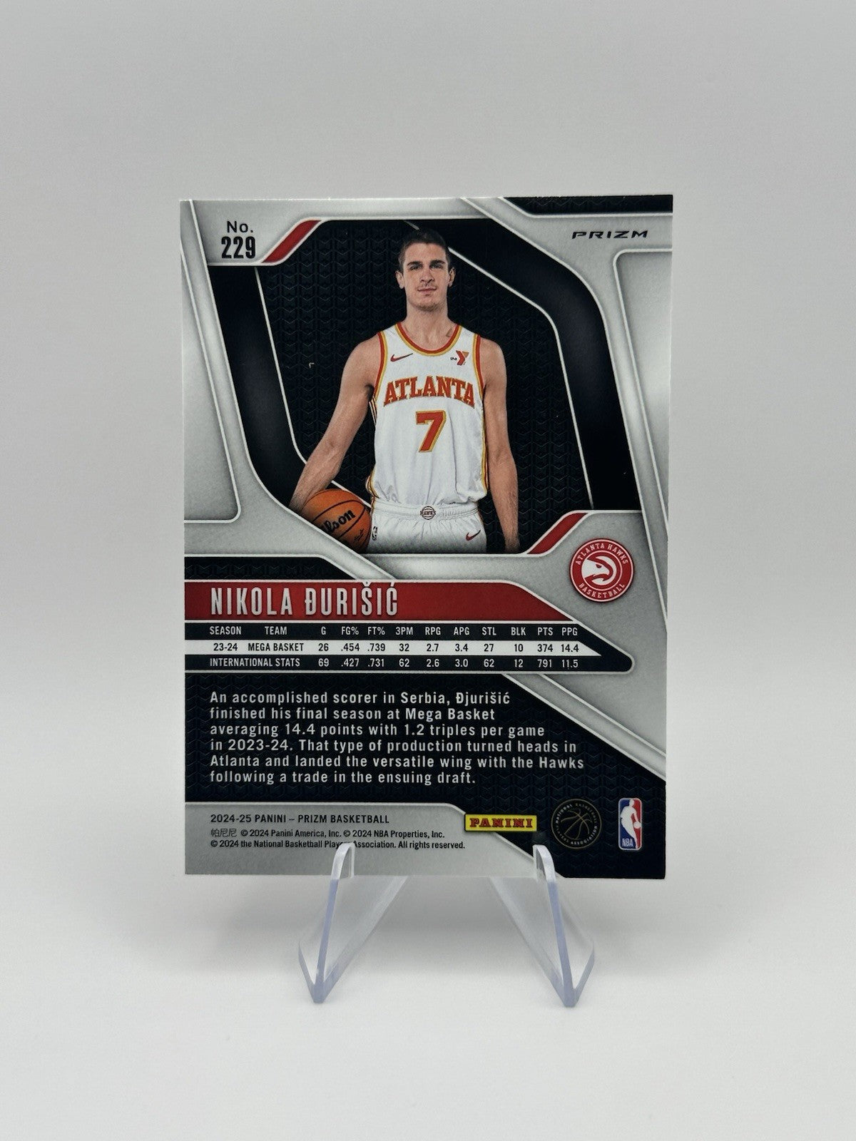 2024-25 Panini Prizm Nikola Djurisic RC #229 Atlanta Hawks NBA Card