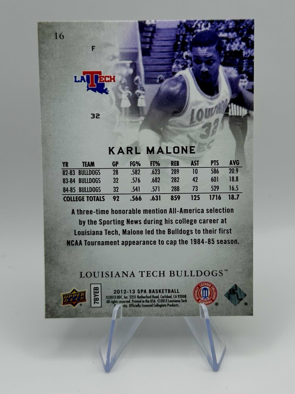 2012-13 SP Authentic Karl Malone Louisiana Tech Bulldogs NCAA
