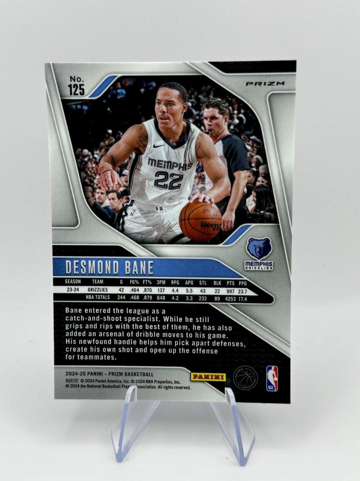 2024-25 Panini Prizm Prizm Desmond Bane Fast Break Prizm Grizzlies #125 NBA Card