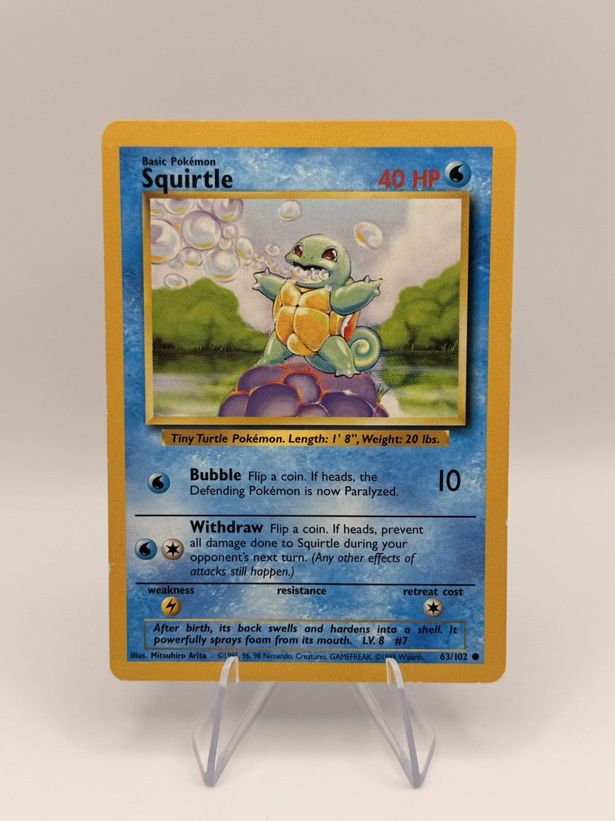 Pokemon Squirtle 63/102 Base Set Common Vintage 1995 WOTC Card!