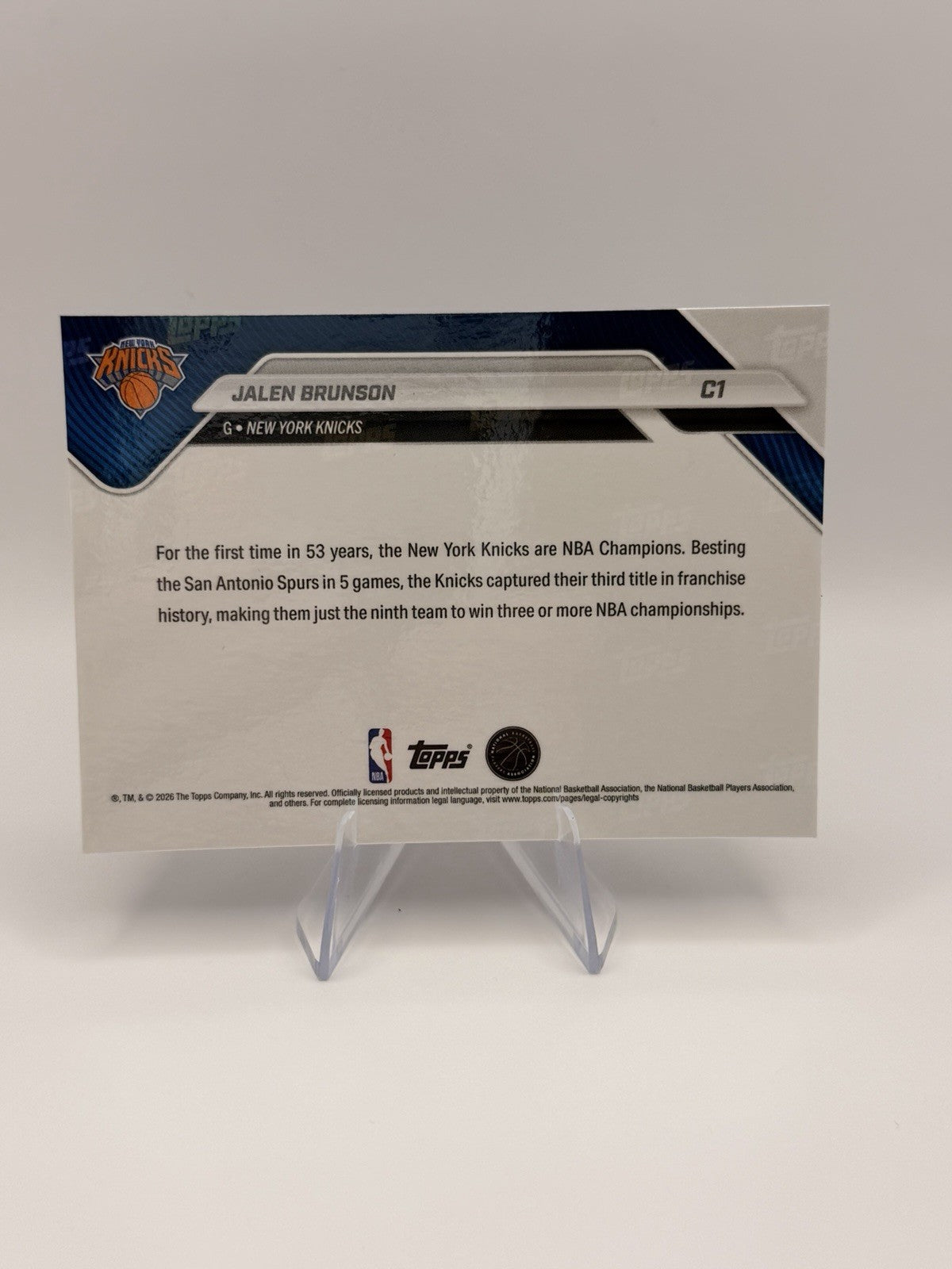 Topps NOW 2025-26 NBA Finals Champions New York Knicks 15 Card Team Set Complete