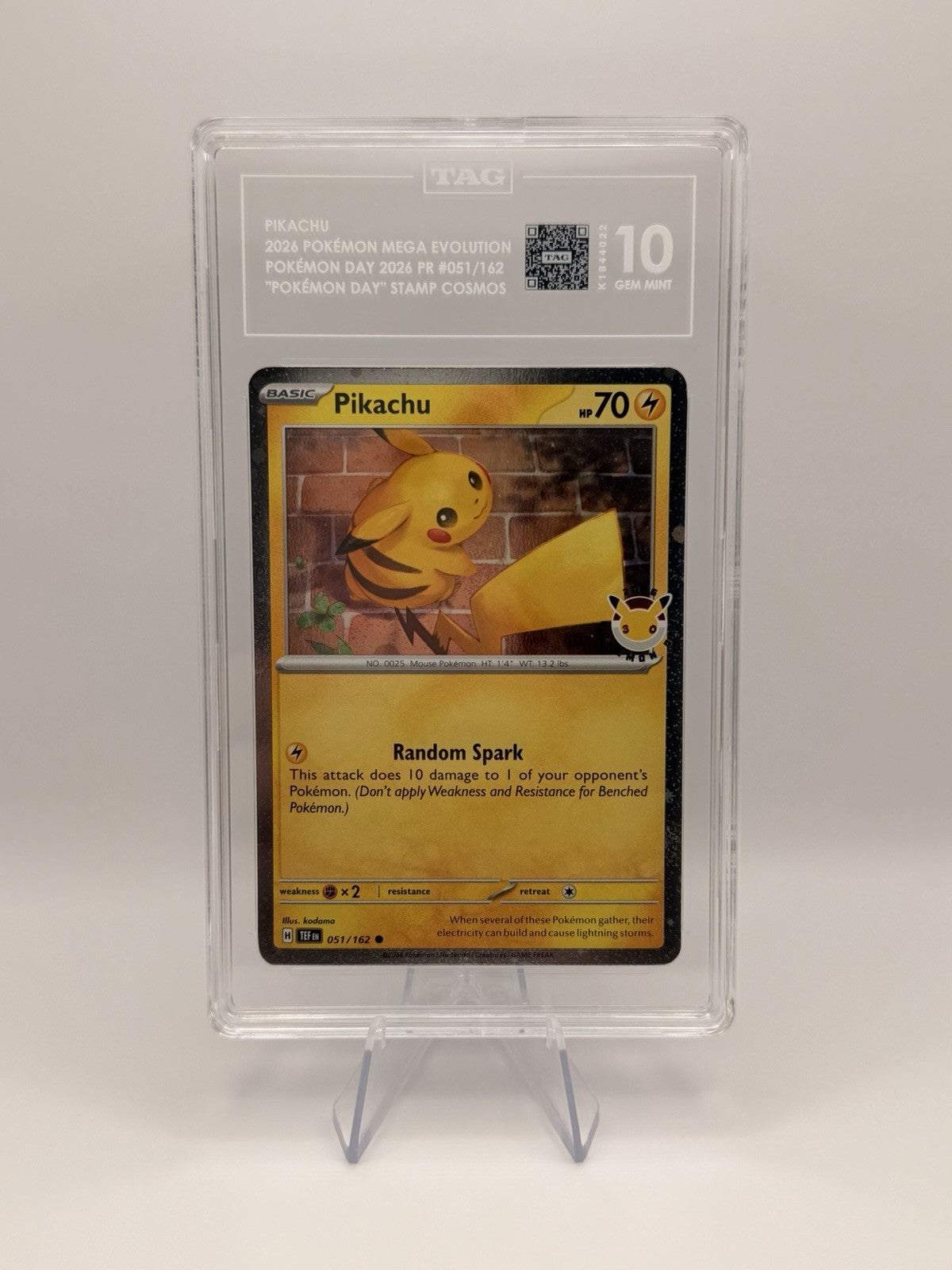 Pokémon Day 2026 Pikachu Cosmos Stamp Promo #051/162 TAG 10 Gem Mint