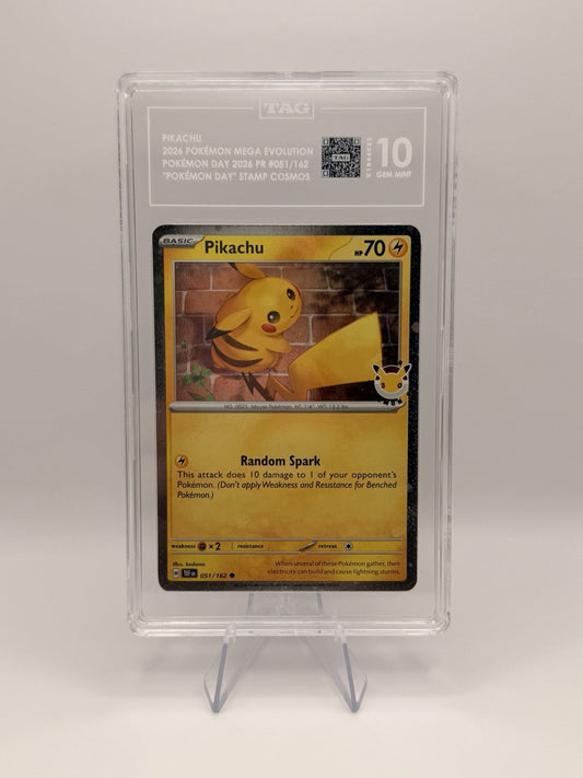Pokémon Day 2026 Pikachu Cosmos Stamp Promo #051/162 TAG 10 Gem Mint