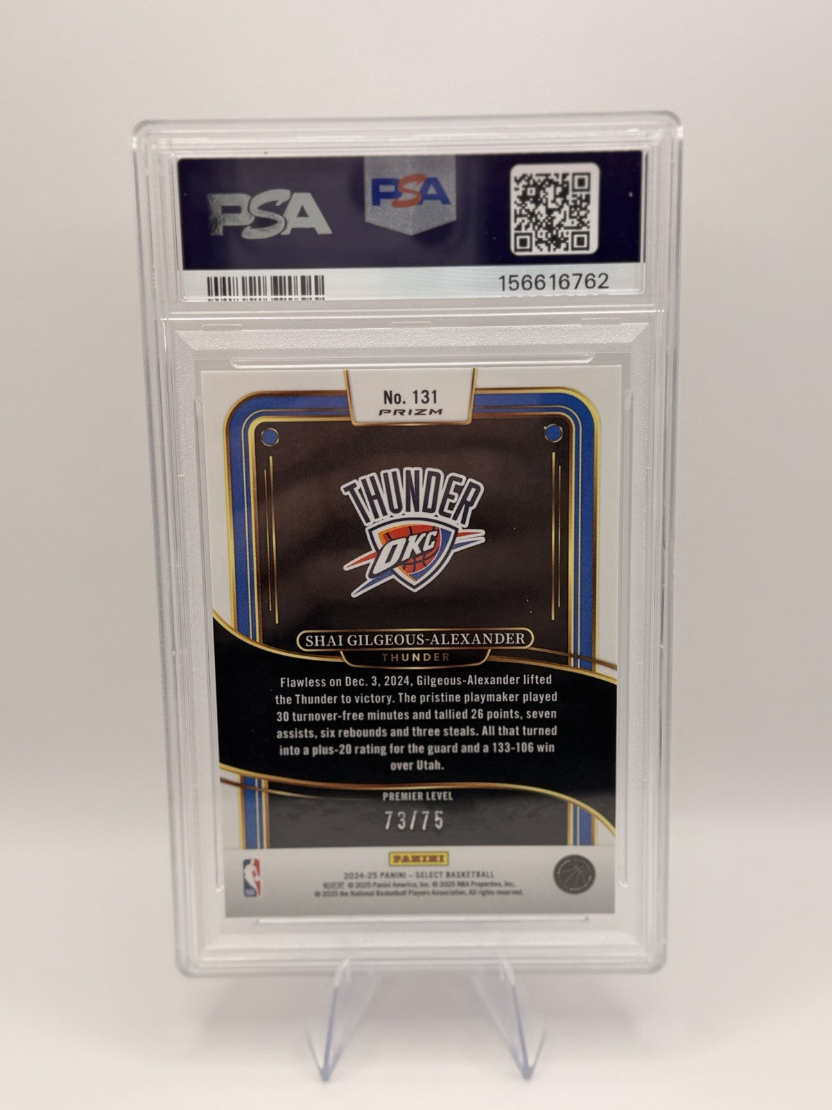 Shai Gilgeous-Alexander 2024 Select Blue Wave /75 PSA 9 Premier Level Thunder