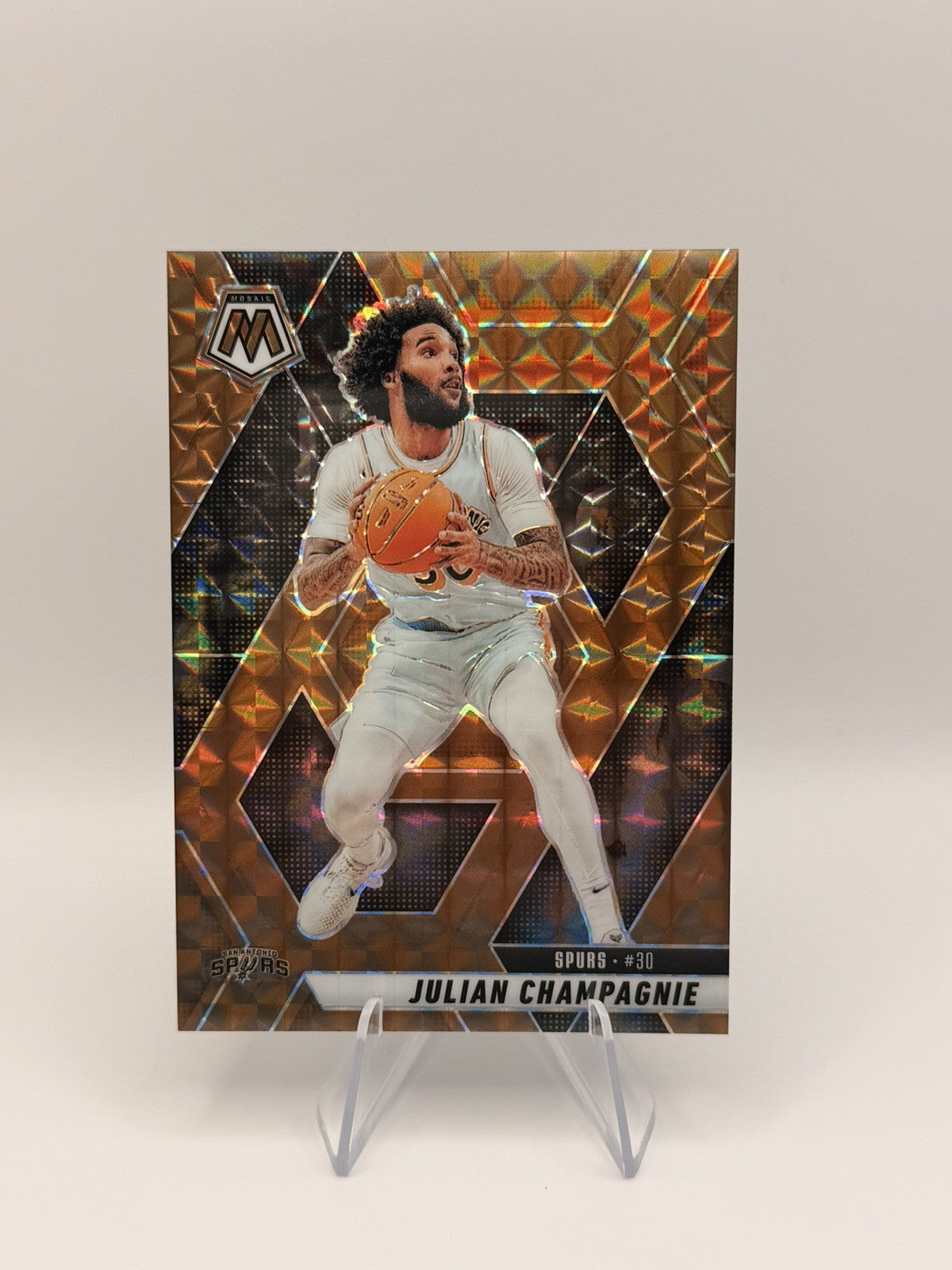 2024-25 Panini Mosaic Julian Champagnie Mosaic/75 San Antonio Spurs NBA Card