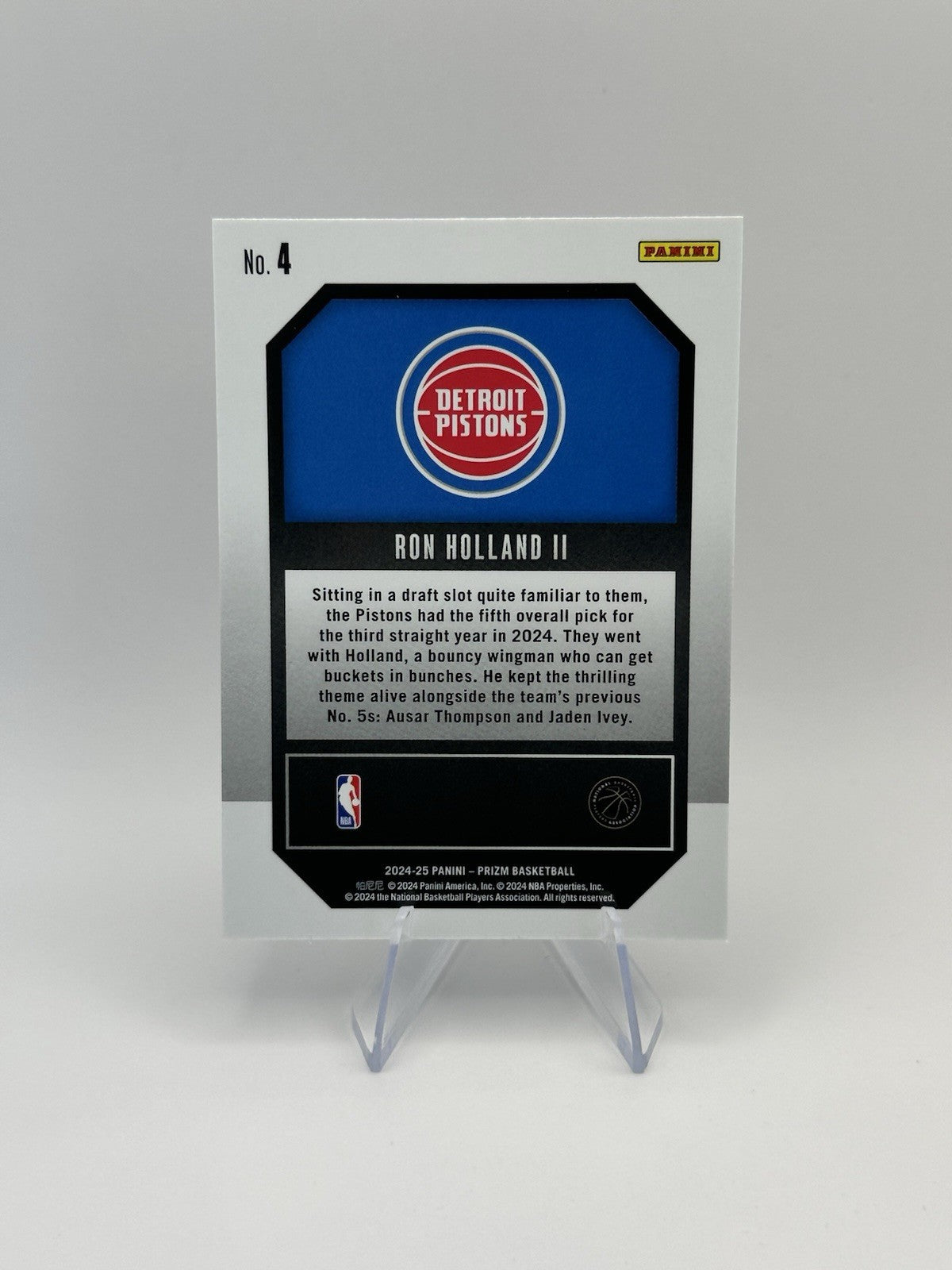 2024-25 Panini Prizm Ron Holland II RC Emergent #4 Detroit Pistons NBA Card