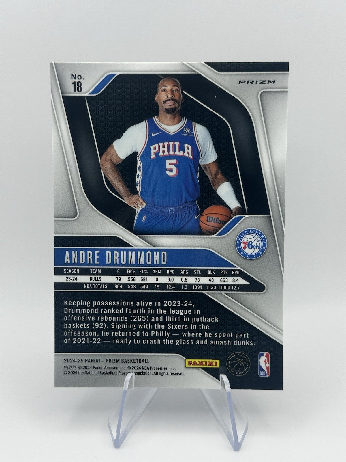 2024-25 Panini Prizm Andre Drummond Pulsar Prizm #18 Philadelphia 76ers NBA Card