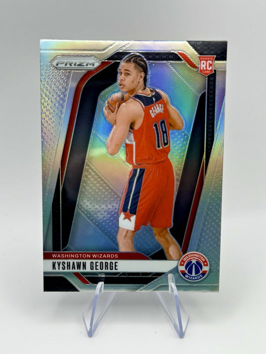 2024-25 Panini Prizm Prizm Kyshawn George Silver Prizm RC Wizards #257 NBA Card