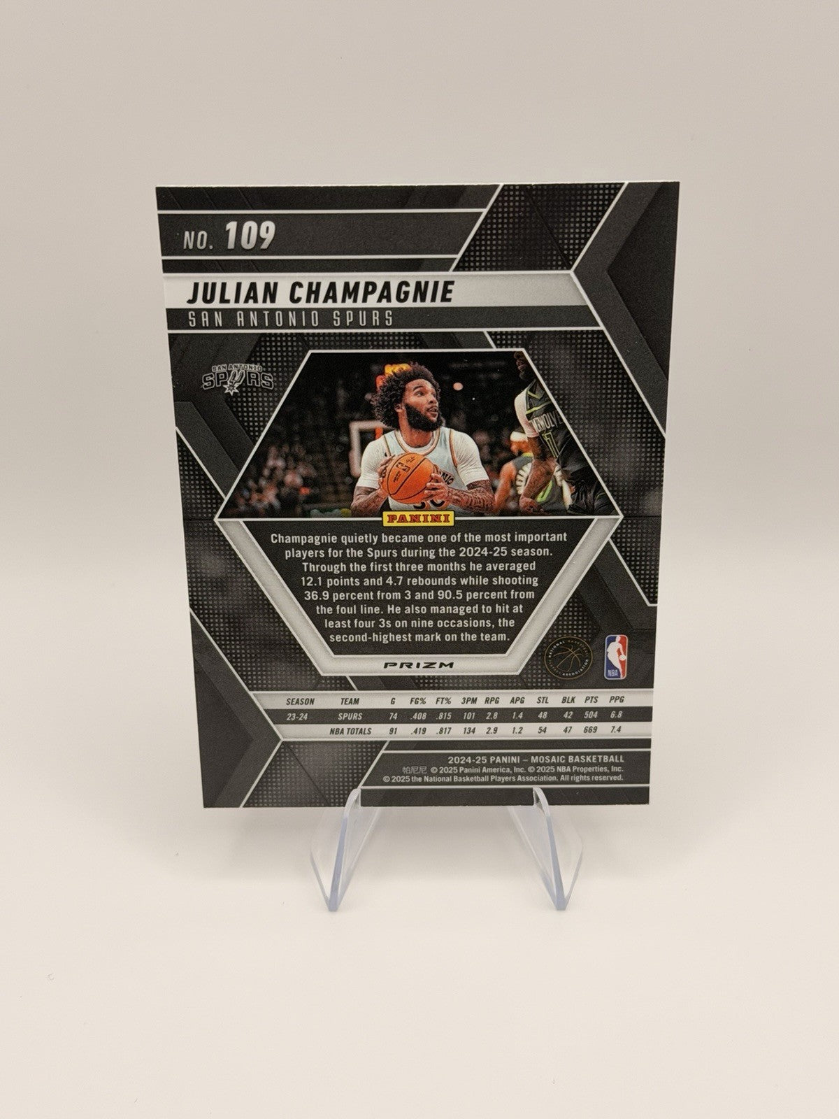 2024-25 Mosaic Julian Champagnie Prizm San Antonio Spurs #109 NM