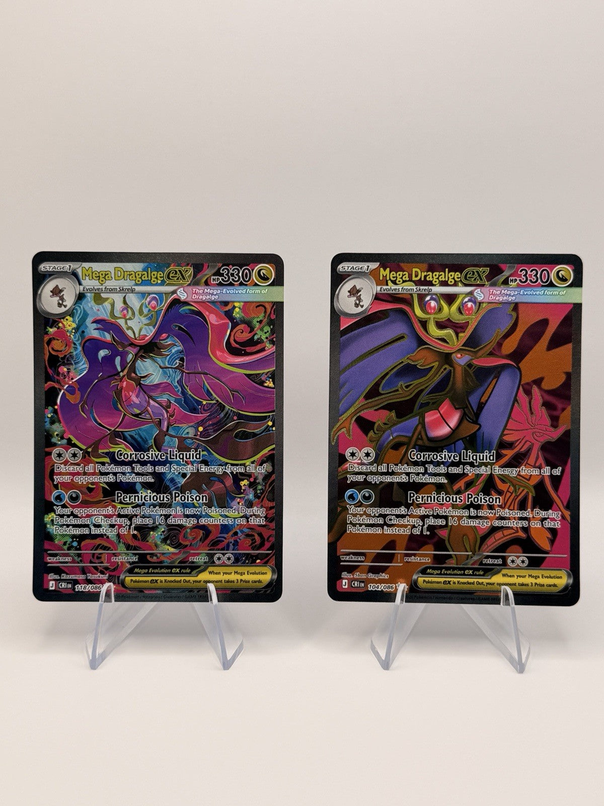 Pokemon Chaos Rising Mega Dragalge ex 104/086 & 118/086 Secret Rare Lot NM